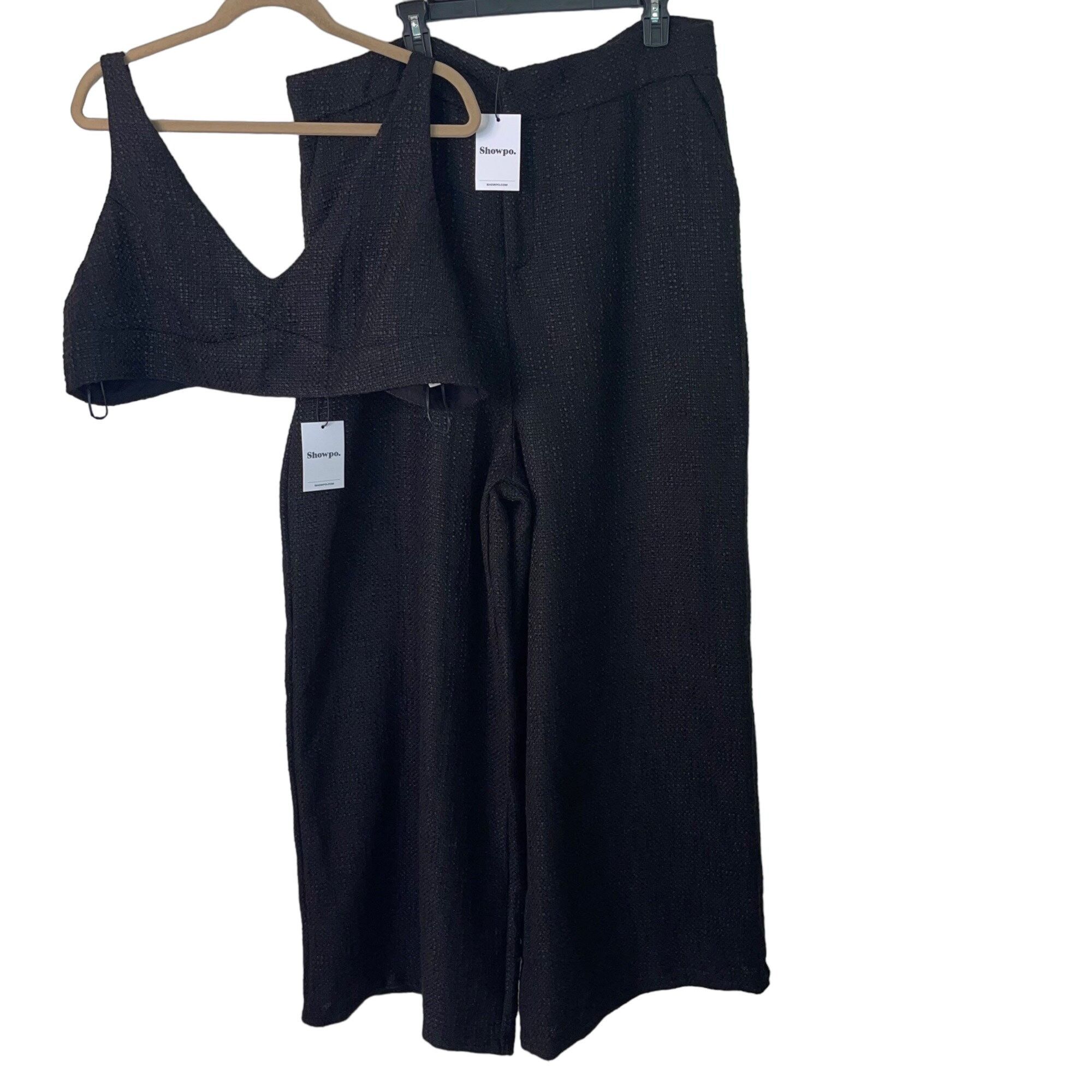 Showpo Adelaide Two Piece Wide Leg Pant Crop Top Set Size 16