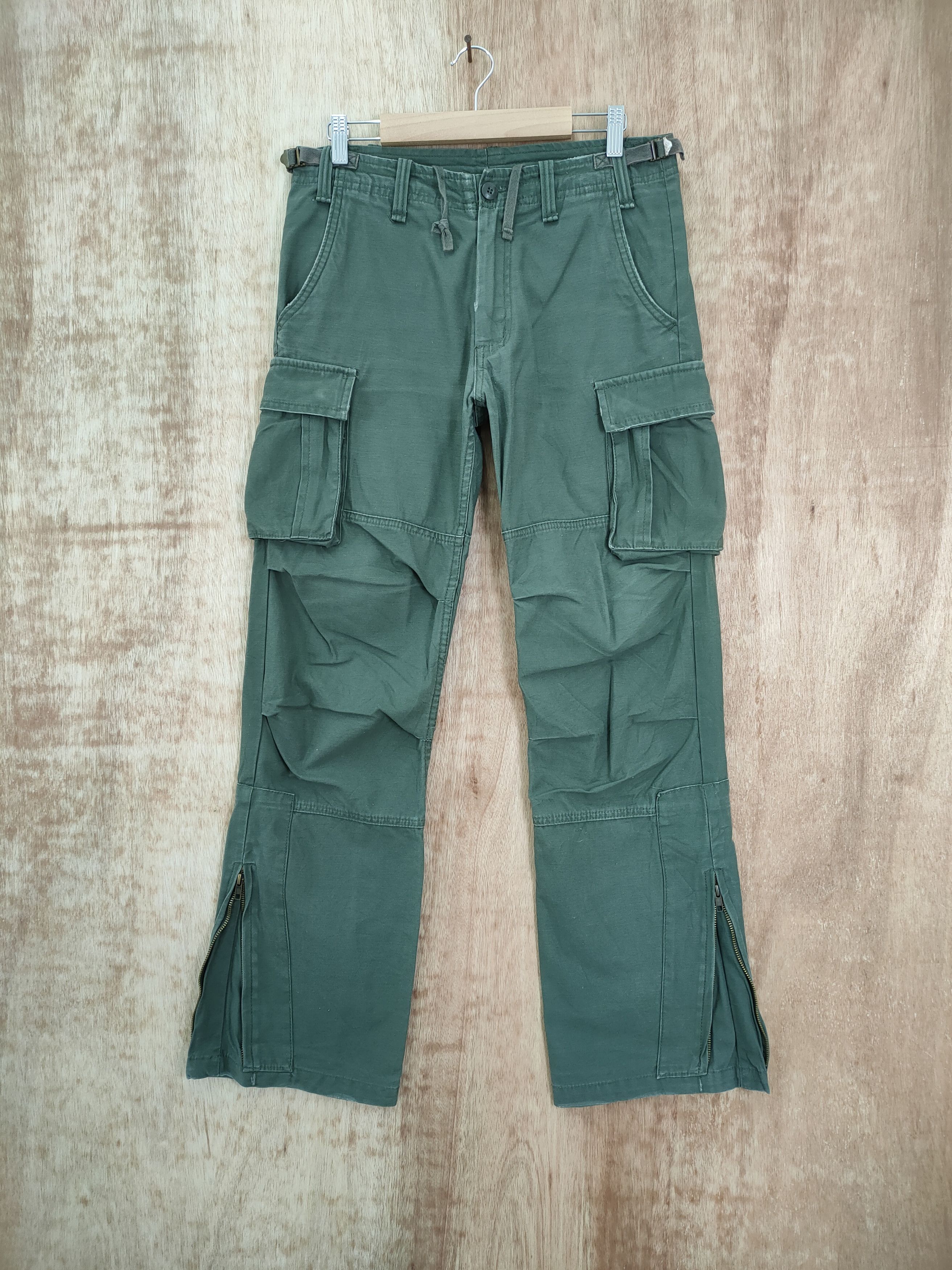 image of Jungles x Vintage Jungle Storm Cargo Pants Zipper Open Leg in Faded Green, Men's (Size 30)