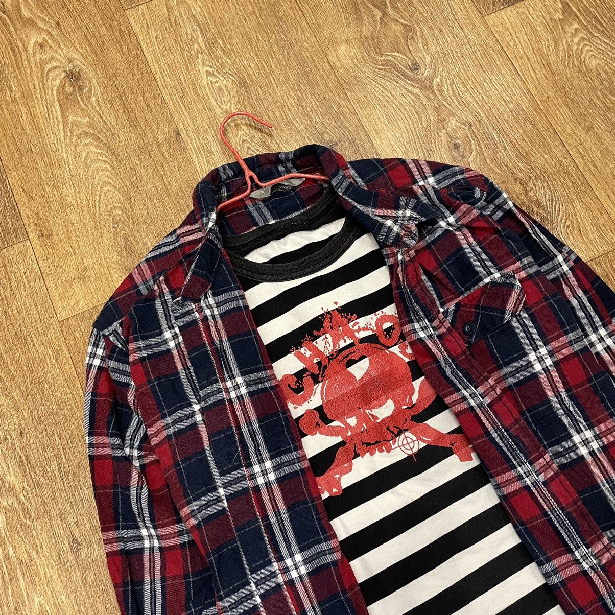 Vintage Vintage Y2K Plaid Shirt Striped Graphic Grunge Skate Baggy M Size US M / EU 48-50 / 2 - 5 Thumbnail