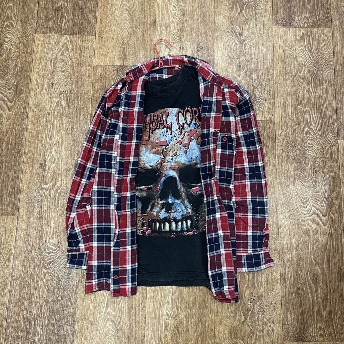 Vintage Vintage Y2K Plaid Shirt Graphic Tee Grunge Layering Baggy M Size US M / EU 48-50 / 2 - 1 Thumbnail