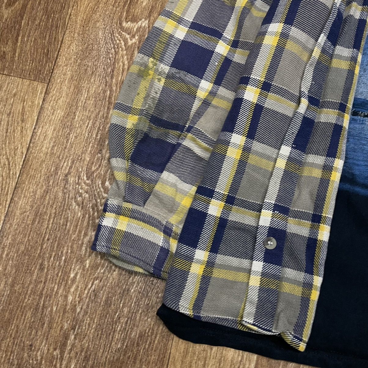 Vintage Vintage 90s Plaid Shirt Navy Yellow Grunge Oversized Logo M Size US M / EU 48-50 / 2 - 5 Thumbnail