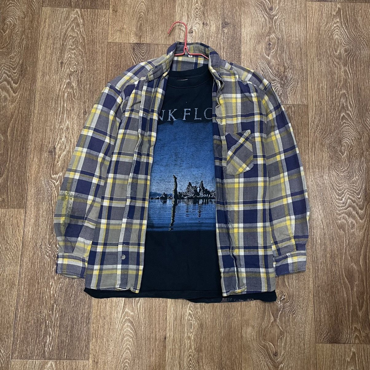 Vintage Vintage 90s Plaid Shirt Navy Yellow Grunge Oversized Logo M Size US M / EU 48-50 / 2 - 1 Thumbnail