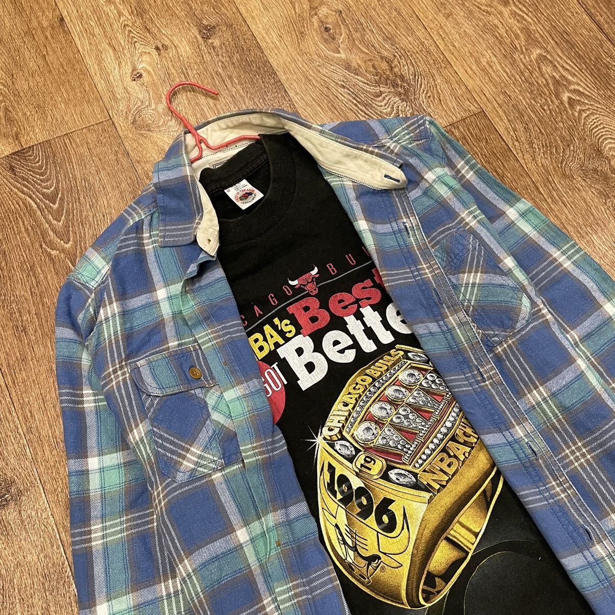 Vintage Vintage 90s Blue Plaid Shirt Grunge Oversized Streetwear L Size US L / EU 52-54 / 3 - 7 Thumbnail