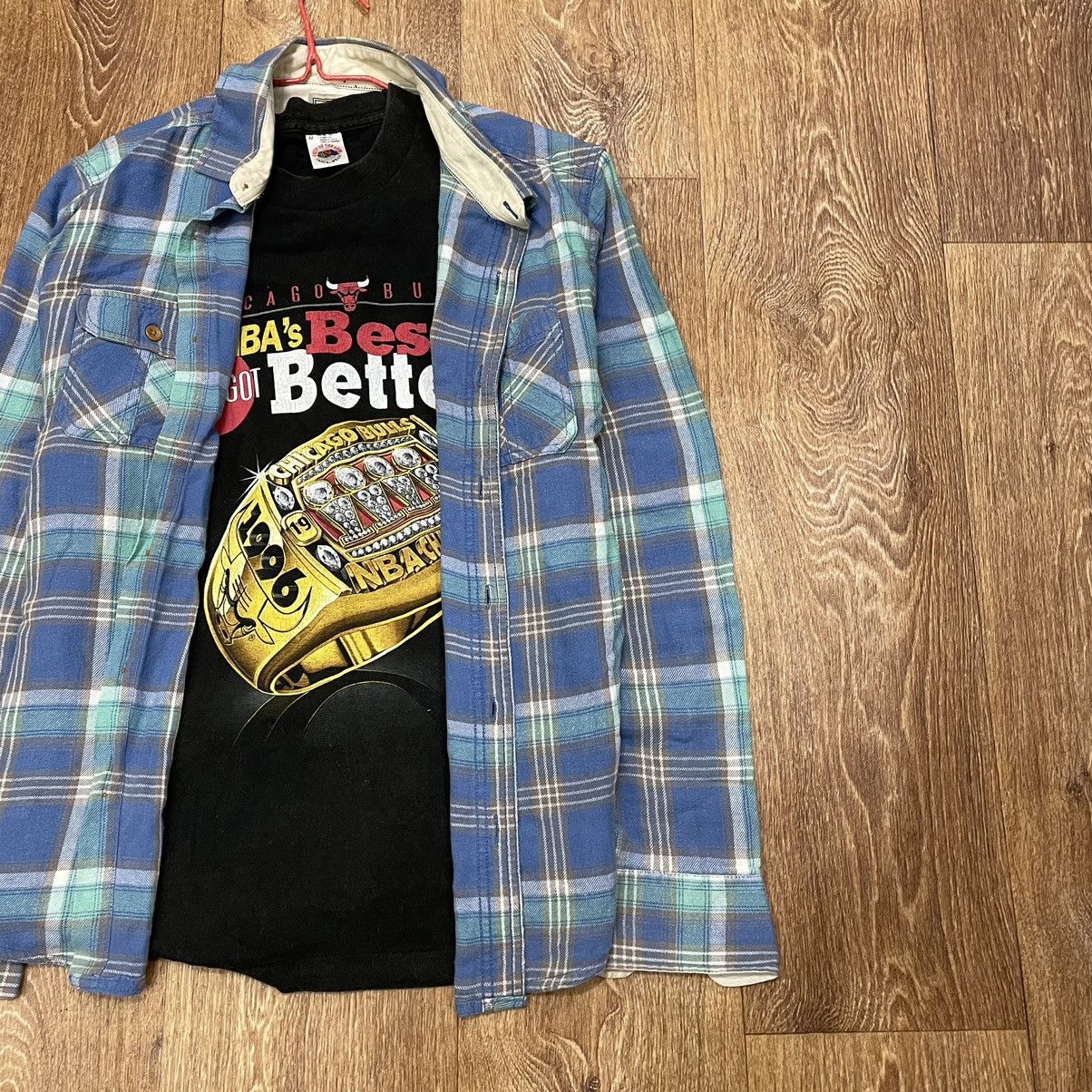 Vintage Vintage 90s Blue Plaid Shirt Grunge Oversized Streetwear L Size US L / EU 52-54 / 3 - 3 Thumbnail