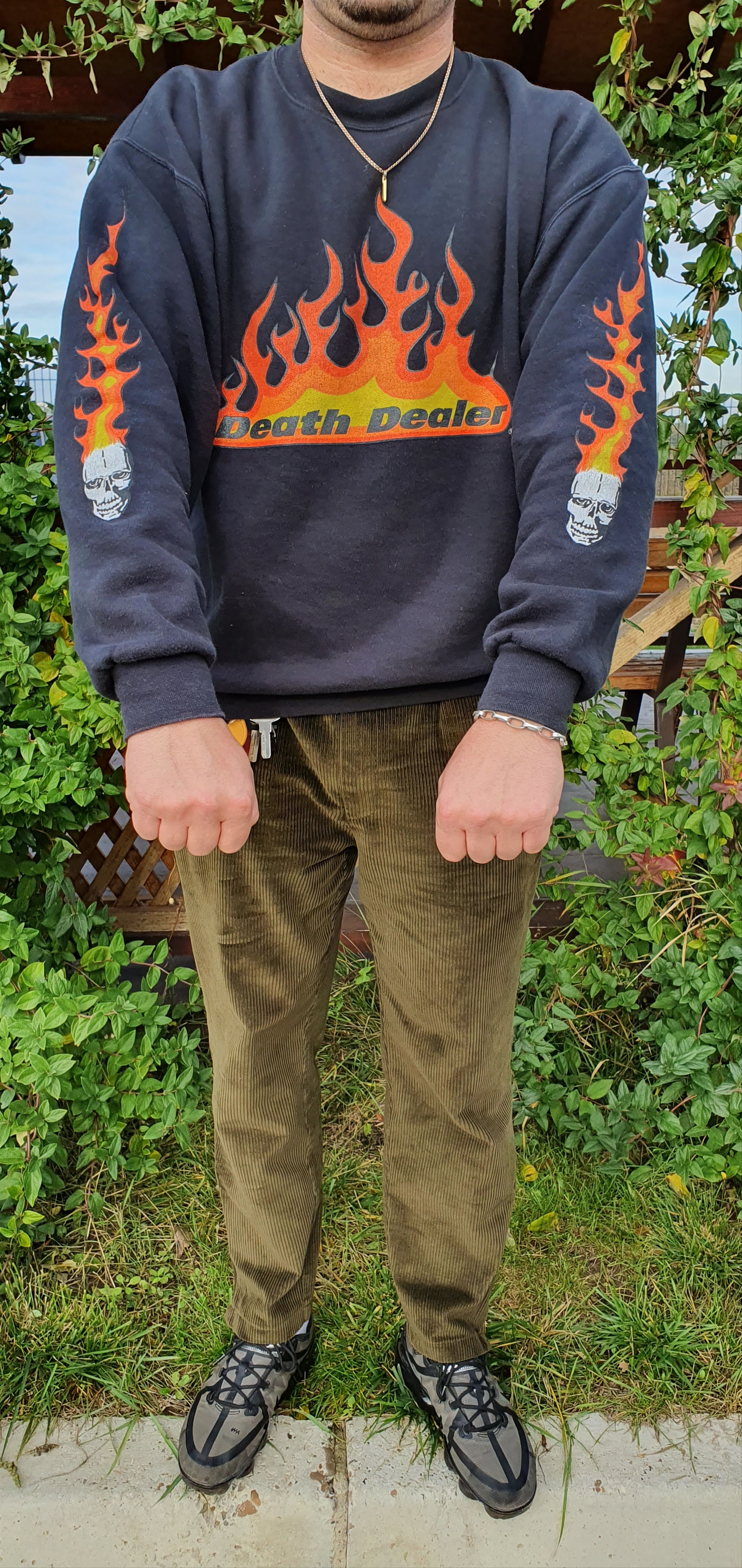 Vintage Death Dealer Flames Fire Sweatshirt Thrasher style
