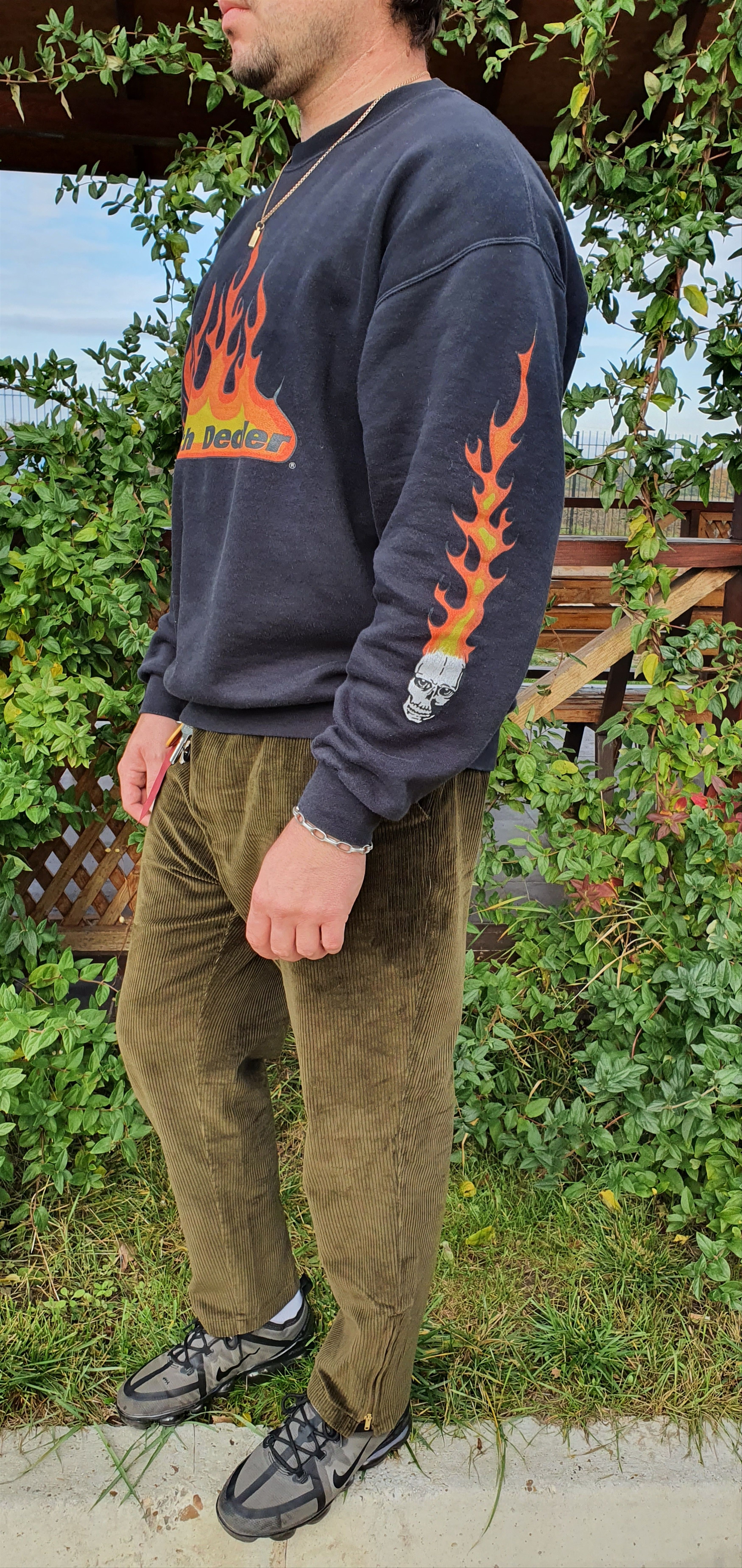 Vintage Death Dealer Flames Fire Sweatshirt Thrasher style