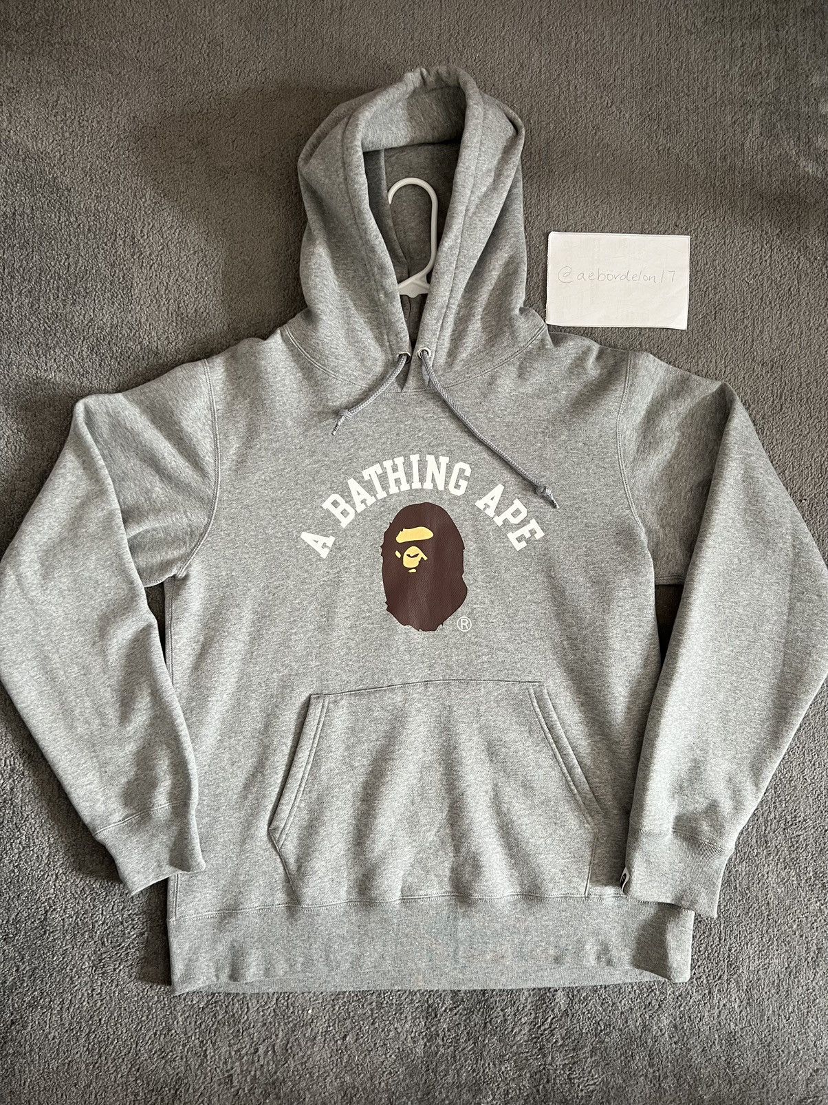 image of Bape Happy New Year Pullover Hoodie (Ss20) in Grey, Men's (Size XL)