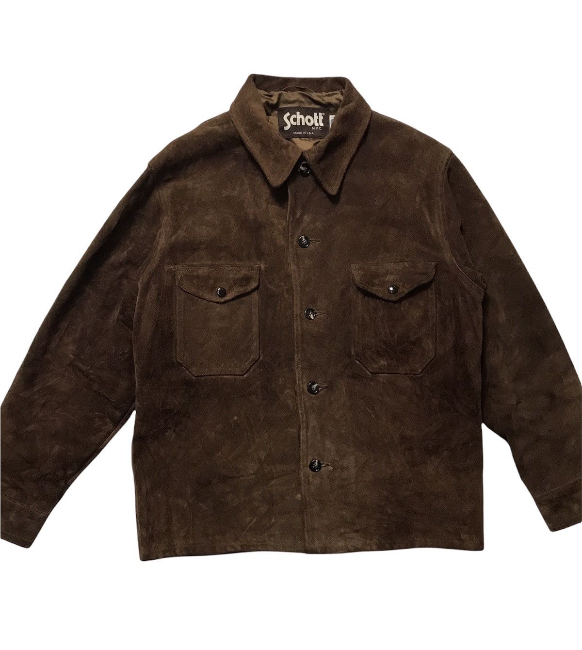 vintage schott suede leather tracker Jkt