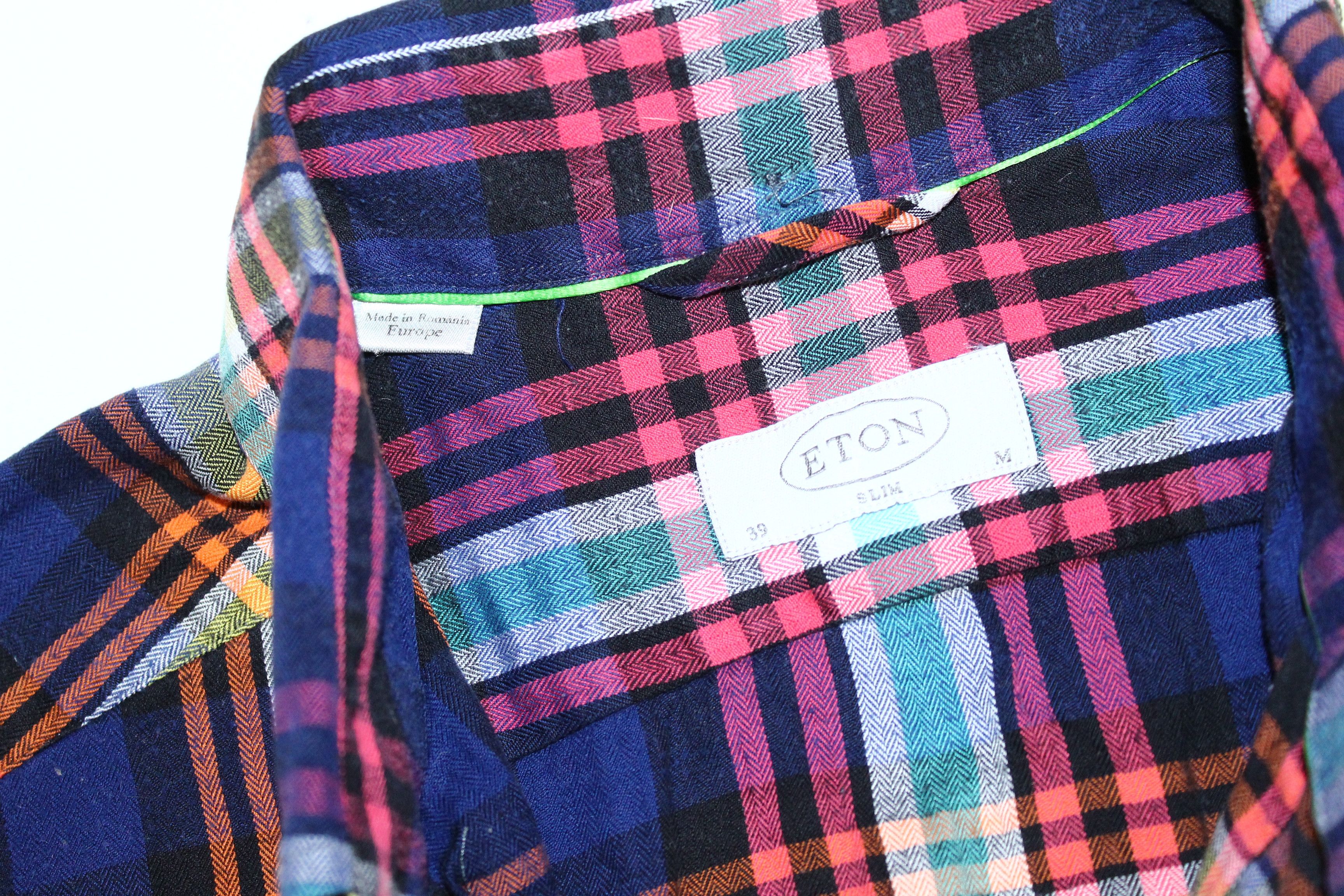 Eton Eton of Sweden Casual Plaid Flannel Slim Fit Shirt Size US M / EU 48-50 / 2 - 5 Thumbnail