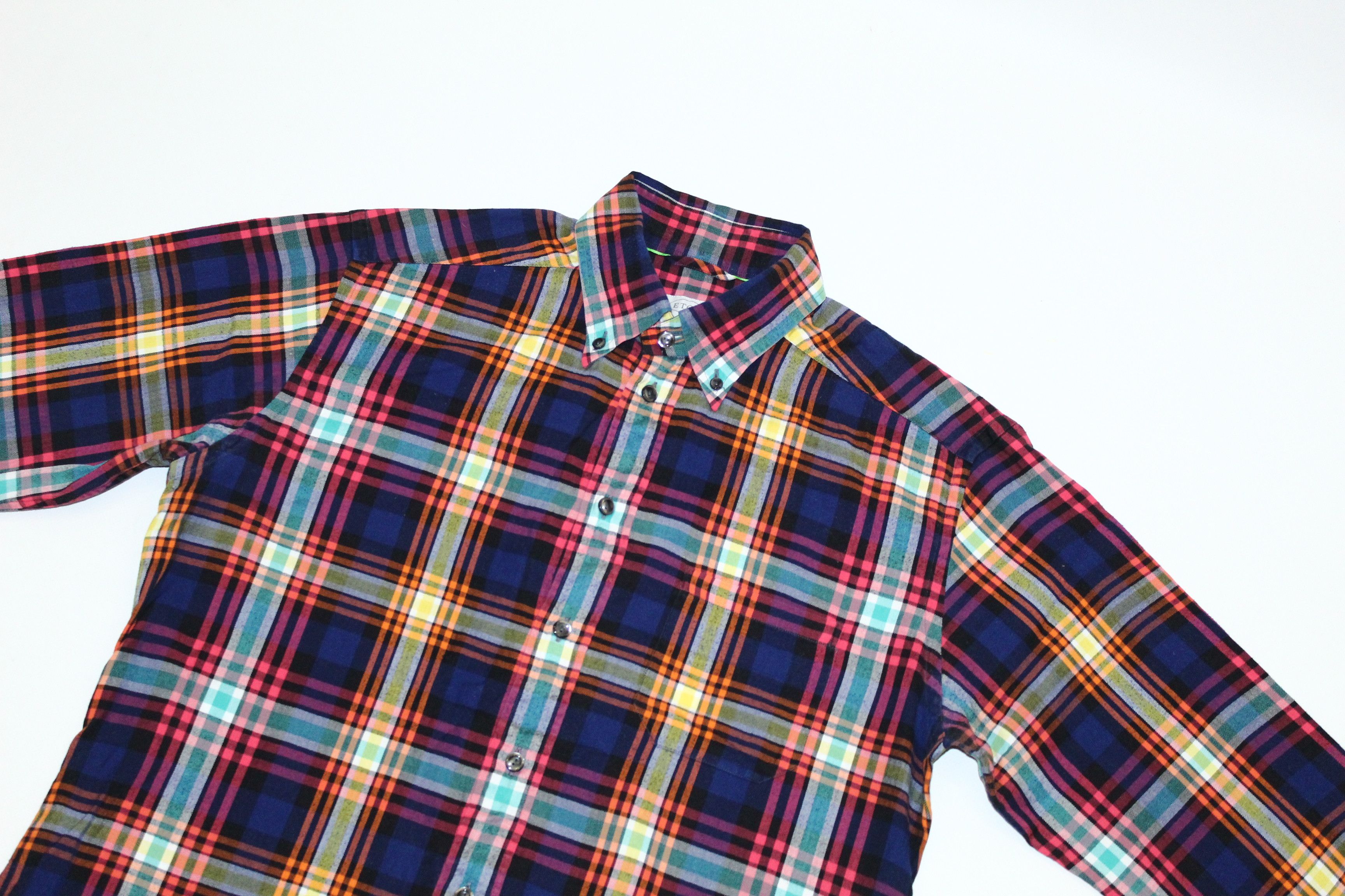 Eton Eton of Sweden Casual Plaid Flannel Slim Fit Shirt Size US M / EU 48-50 / 2 - 2 Thumbnail