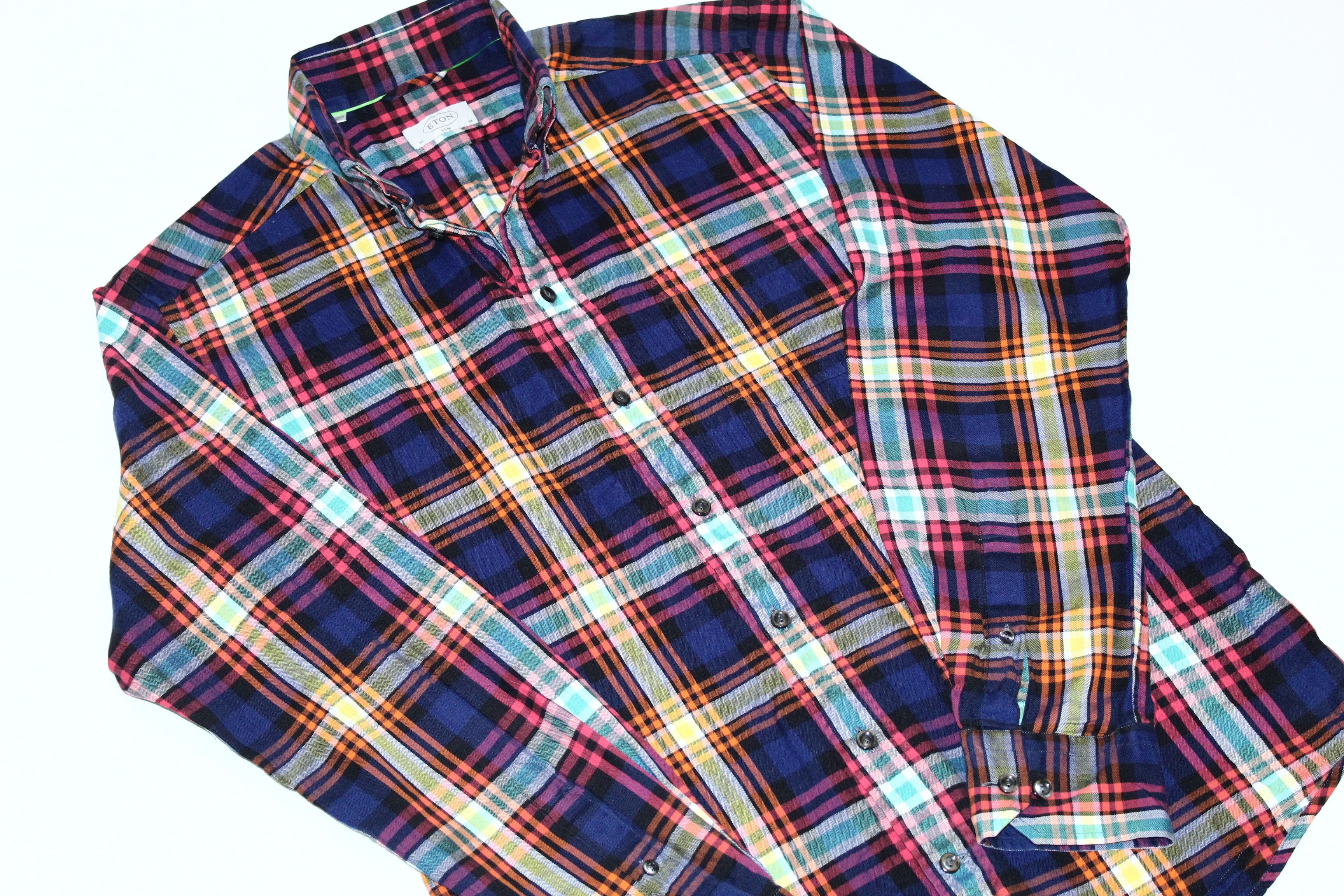 Eton Eton of Sweden Casual Plaid Flannel Slim Fit Shirt Size US M / EU 48-50 / 2 - 3 Thumbnail