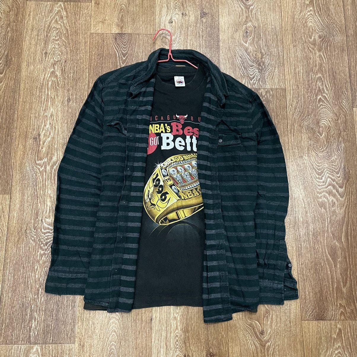Vintage Vintage 90s Striped Shirt Graphic Tee Grunge Streetwear L Size US L / EU 52-54 / 3 - 1 Thumbnail