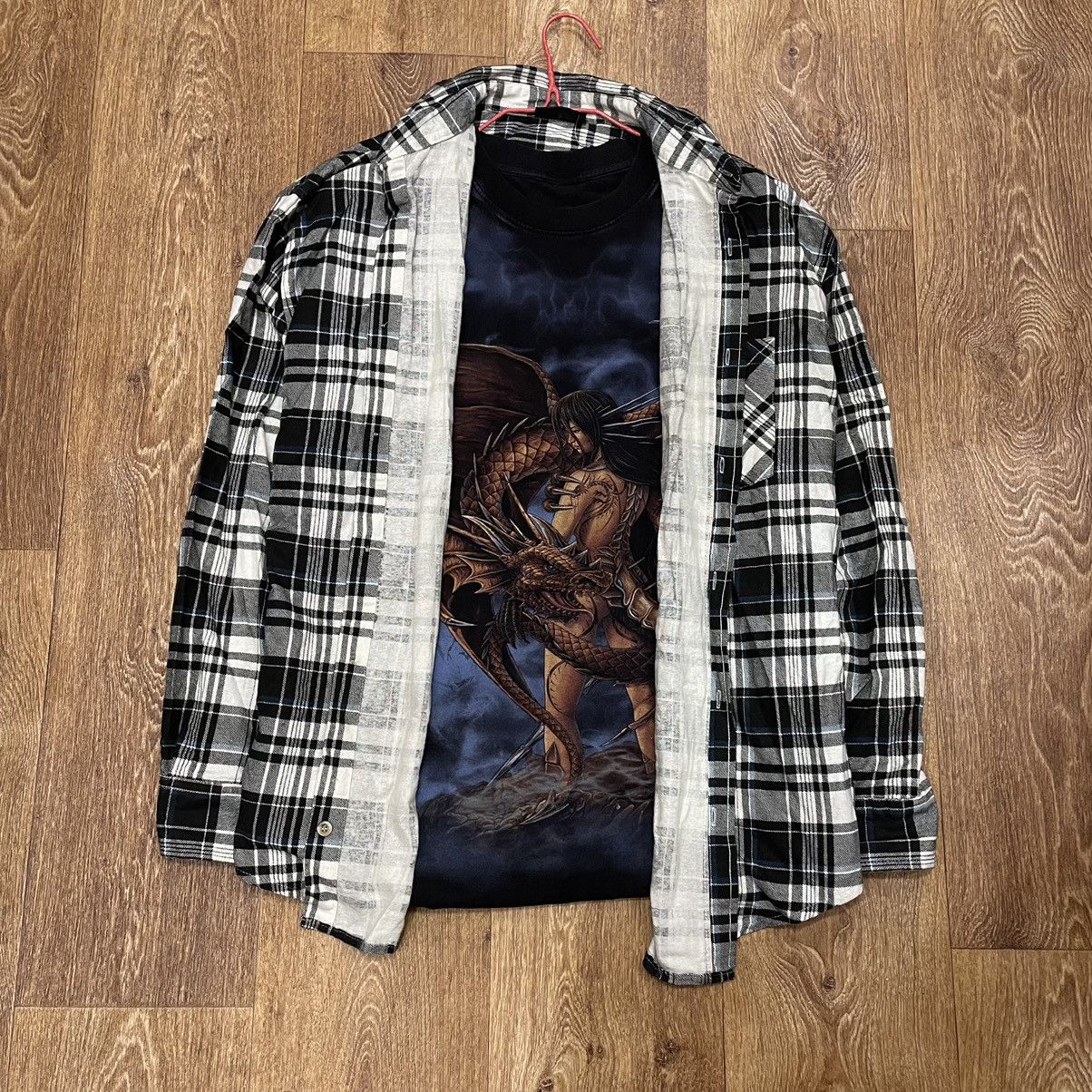 Flannel Vintage Flannel Checkered Shirt Travis Style Size US XL / EU 56 / 4 - 1 Thumbnail