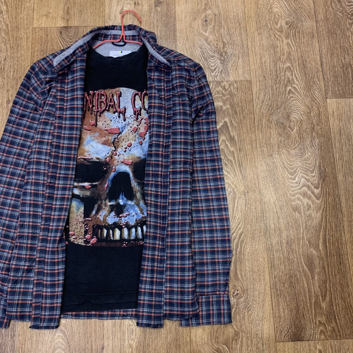 Vintage Vintage 90s Checkered Shirt Skull Graphic Grunge Boxy Slim L Size US L / EU 52-54 / 3 - 2 Thumbnail