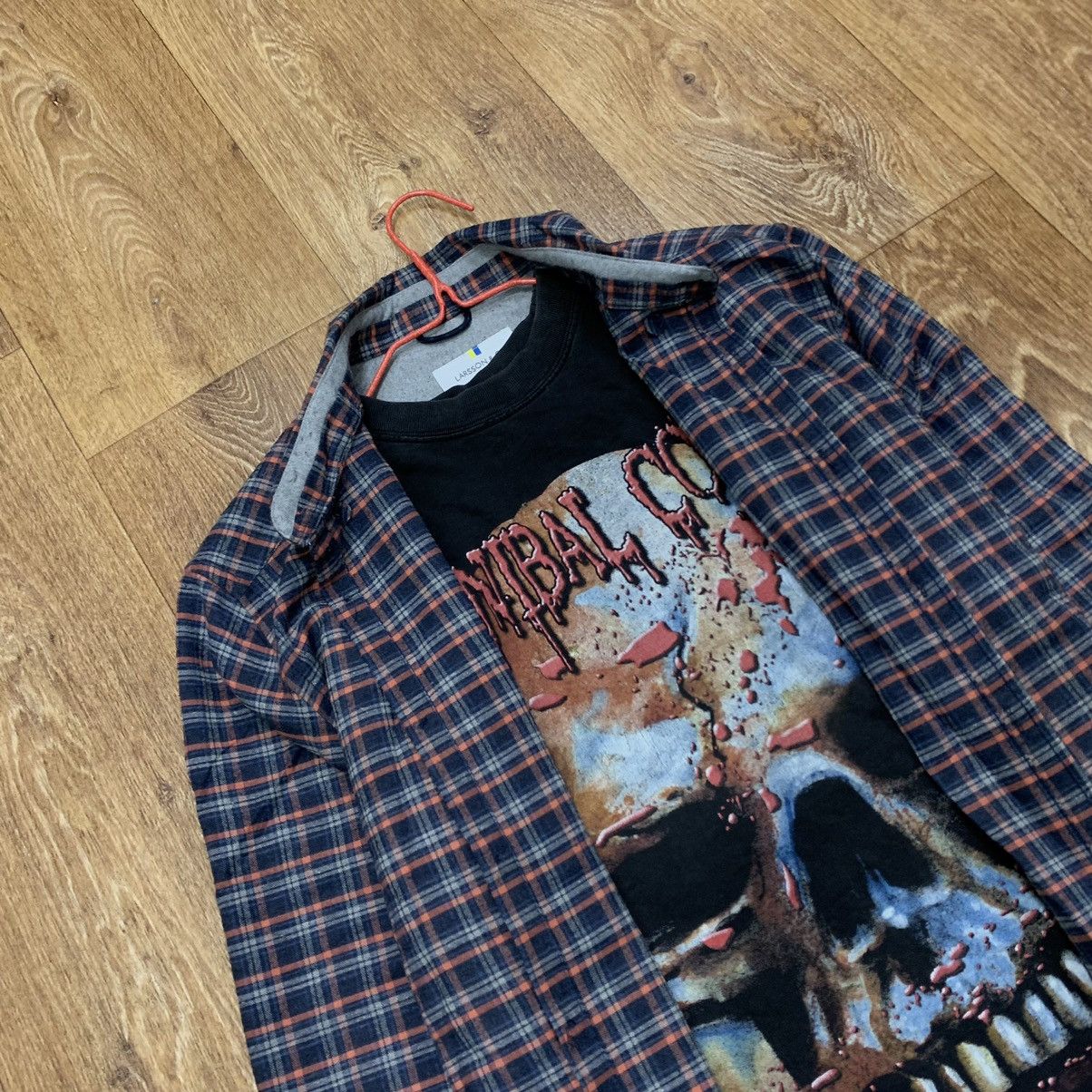 Vintage Vintage 90s Checkered Shirt Skull Graphic Grunge Boxy Slim L Size US L / EU 52-54 / 3 - 5 Thumbnail