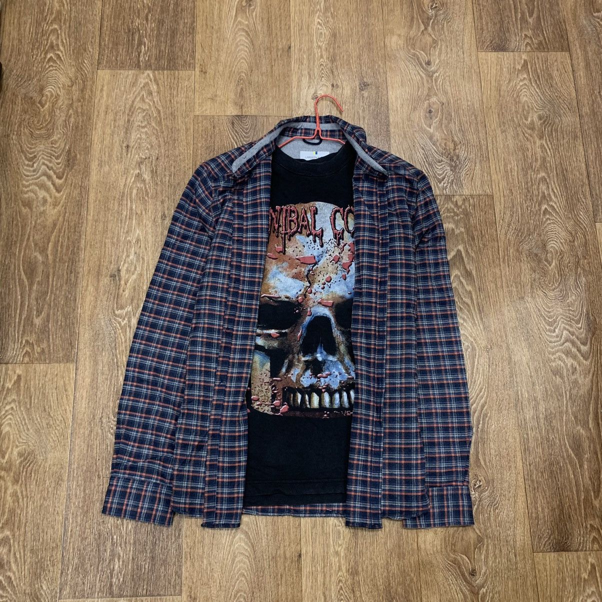 Vintage Vintage 90s Checkered Shirt Skull Graphic Grunge Boxy Slim L Size US L / EU 52-54 / 3 - 1 Thumbnail