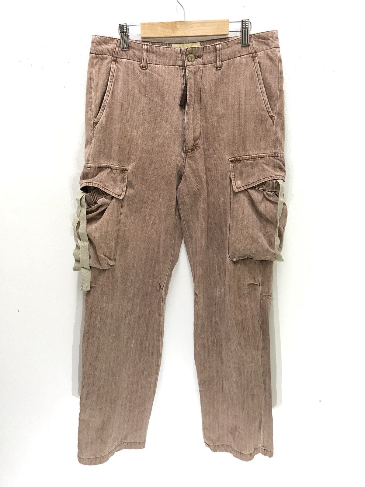 Japanese Brand 291295 Homme Cargo Pant Pin Striped Bondage Zipper Regular Size US 30 / EU 46 - 3 Thumbnail