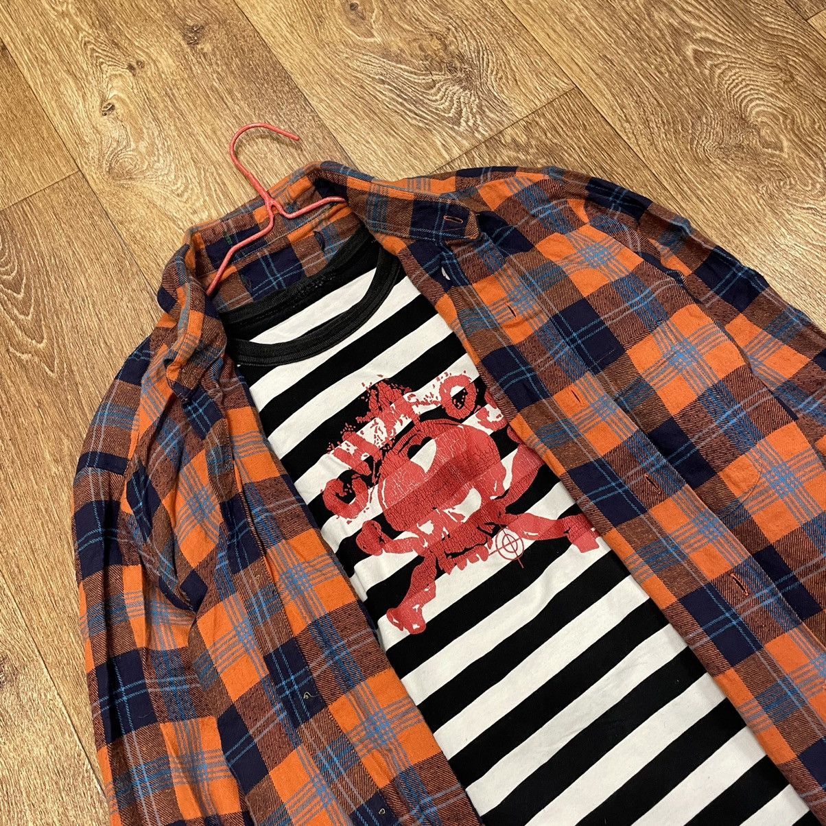 Vintage Vintage 90s Orange Navy Checkered Shirt Grunge Oversized L Size US L / EU 52-54 / 3 - 5 Thumbnail