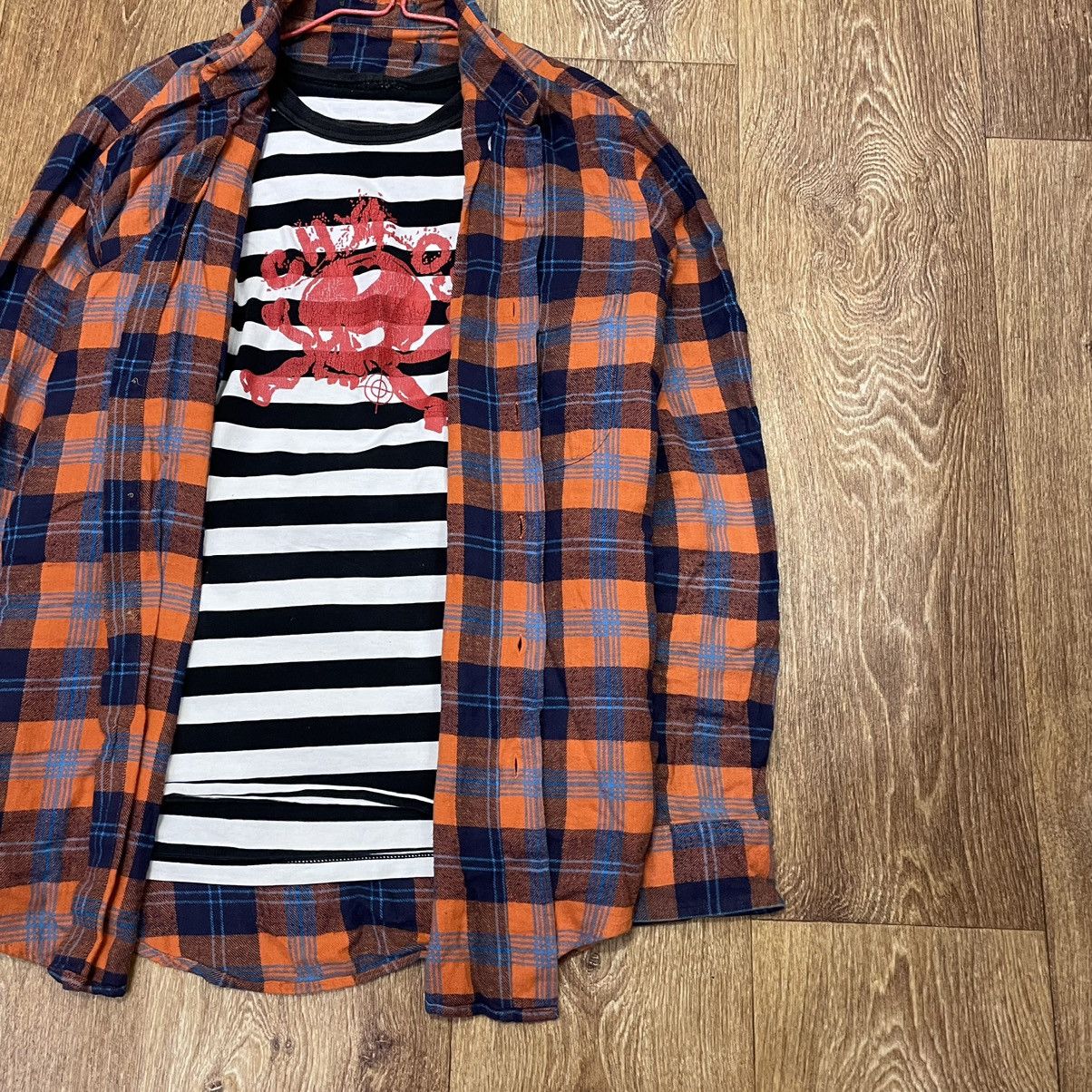 Vintage Vintage 90s Orange Navy Checkered Shirt Grunge Oversized L Size US L / EU 52-54 / 3 - 2 Thumbnail