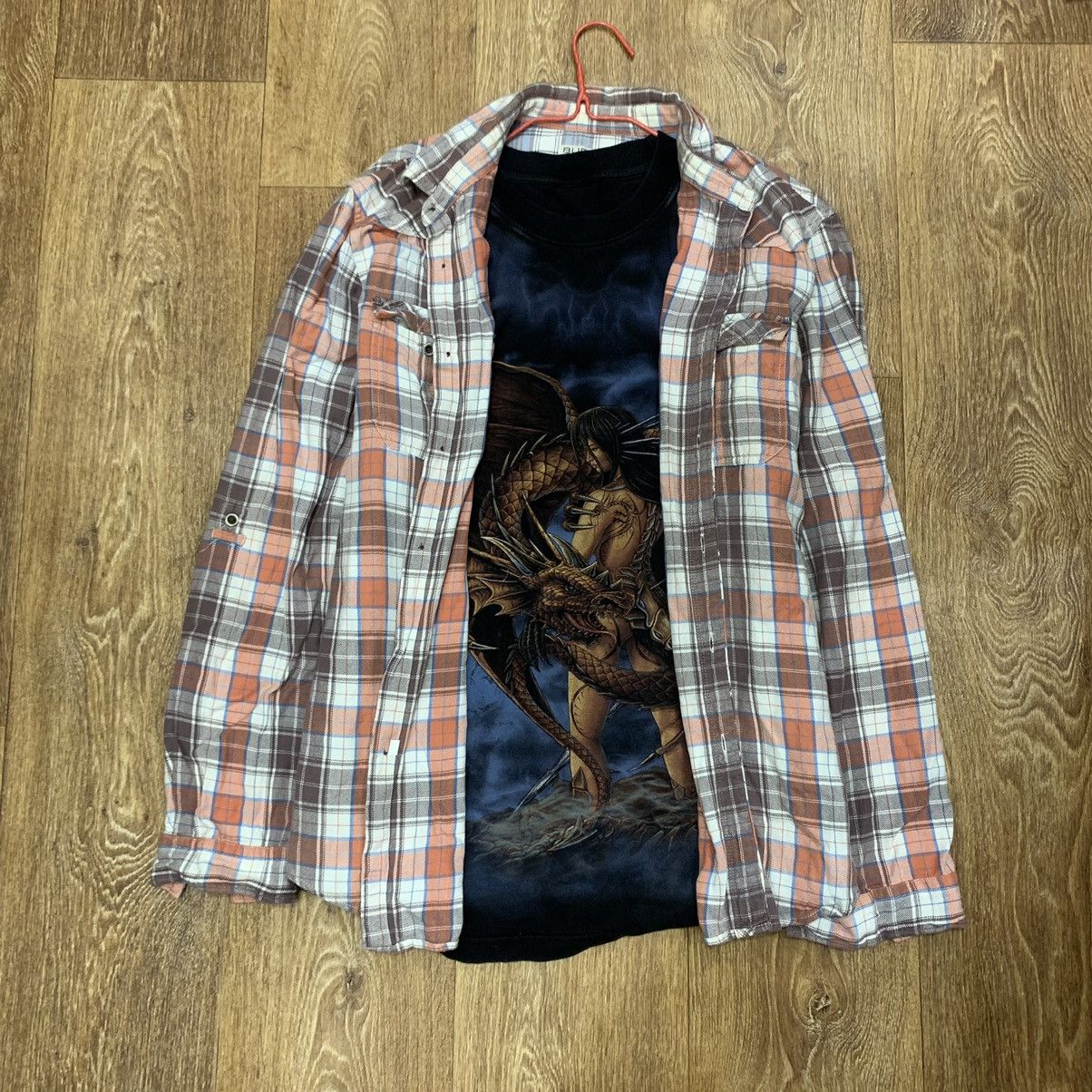 Vintage Vintage 90s Checkered Shirt Grunge Oversized Layering Logo M Size US M / EU 48-50 / 2 - 1 Thumbnail