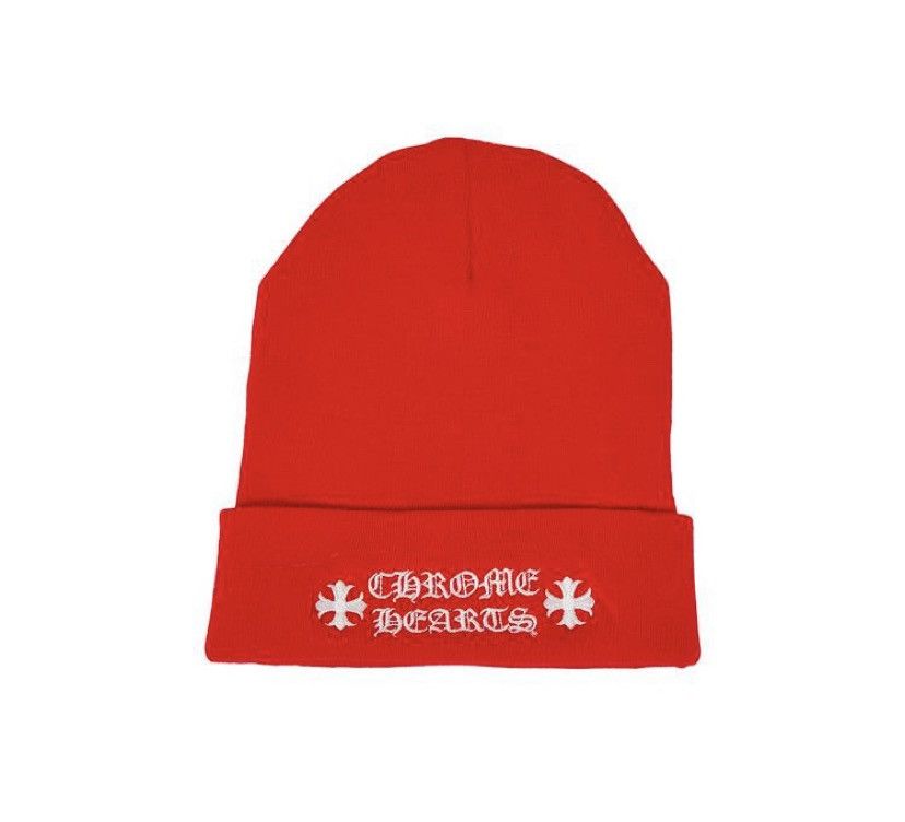 Chrome hearts red online exclusive beanie