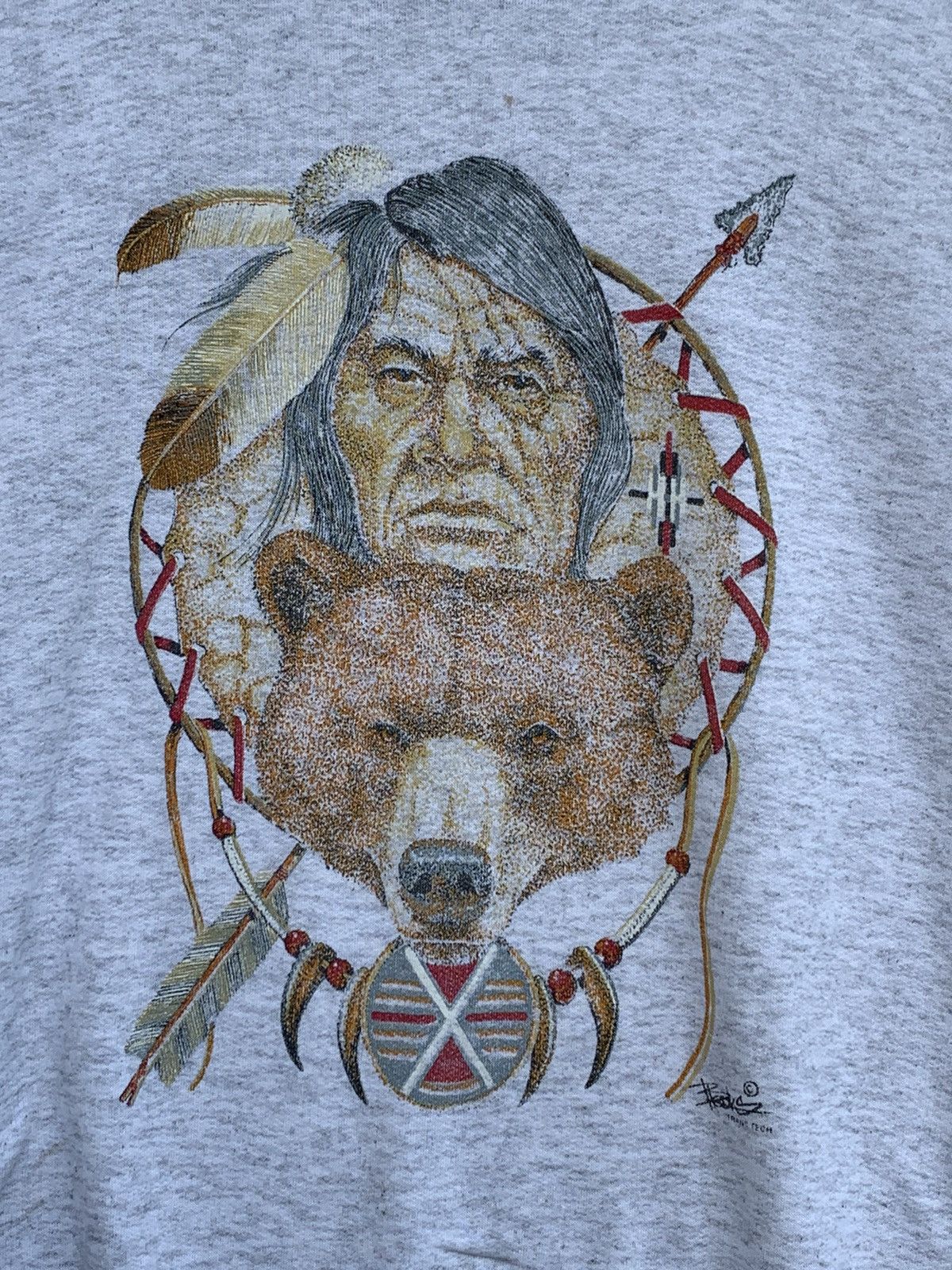Vintage Vintage 80s Red Indian Art Sweatshirt Size US L / EU 52-54 / 3 - 3 Thumbnail