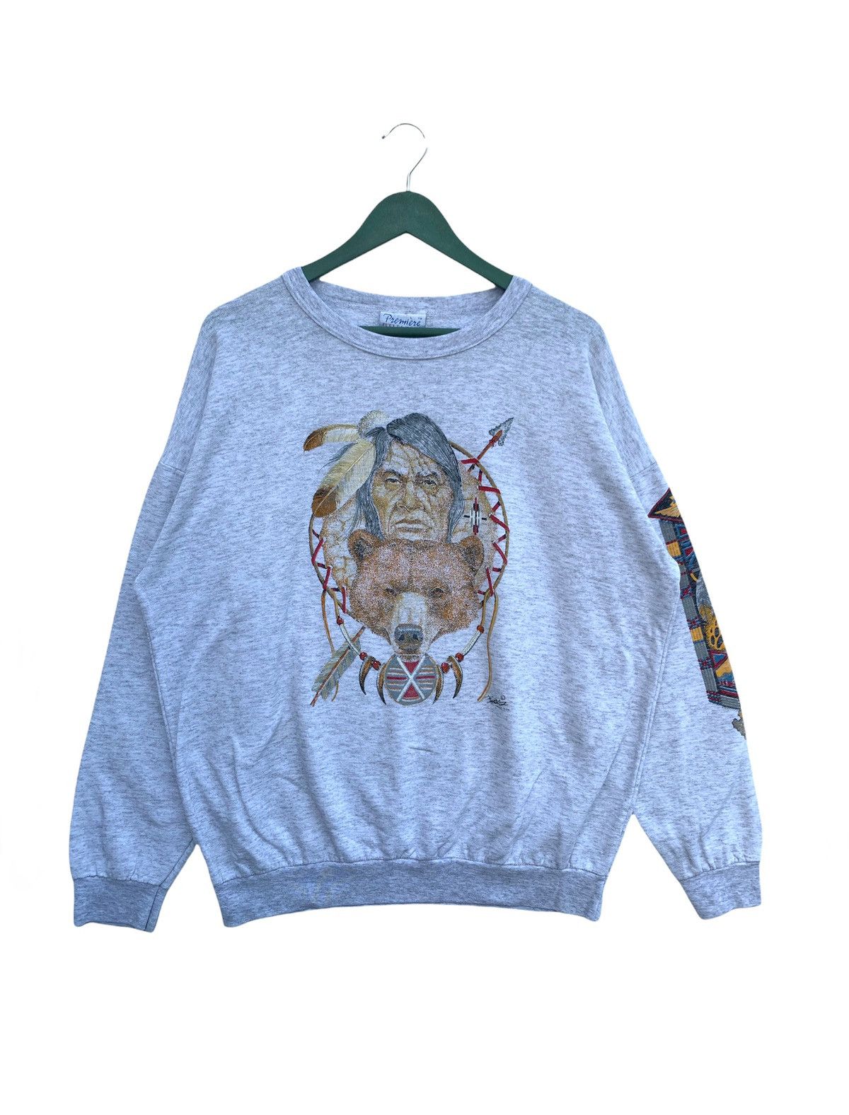 Vintage Vintage 80s Red Indian Art Sweatshirt Size US L / EU 52-54 / 3 - 1 Thumbnail