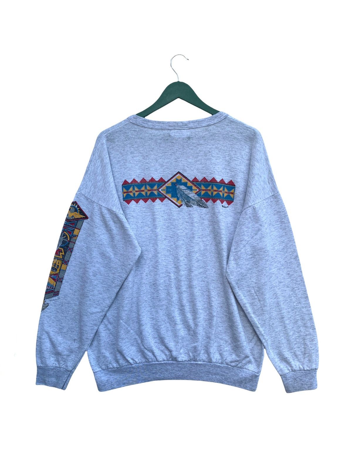 Vintage Vintage 80s Red Indian Art Sweatshirt Size US L / EU 52-54 / 3 - 2 Thumbnail