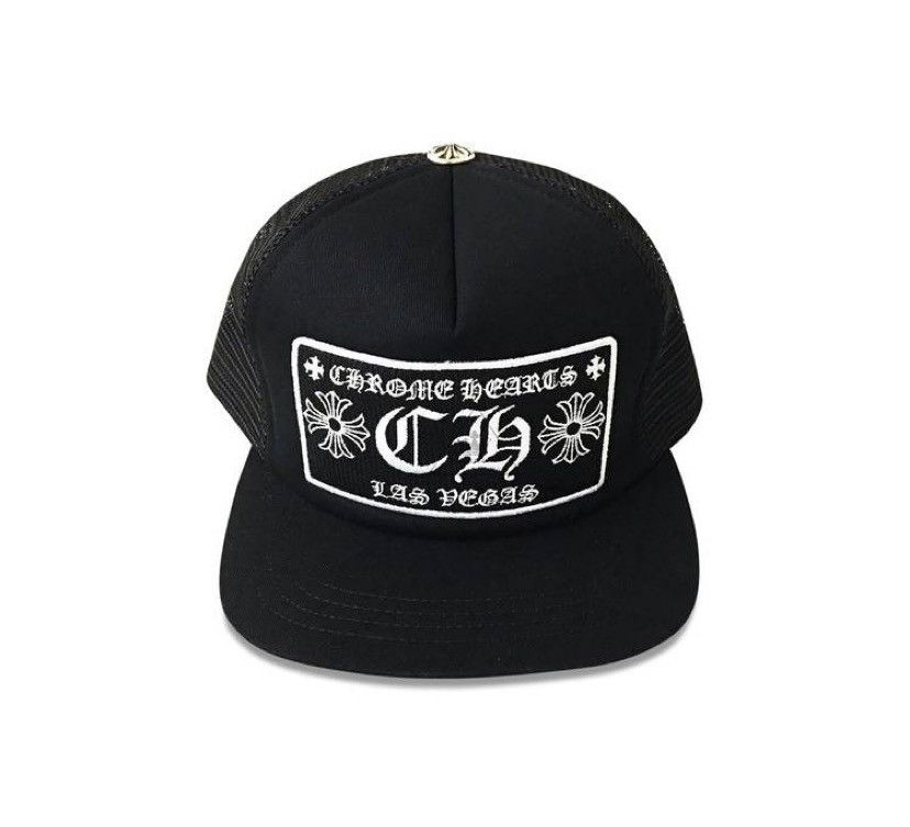 image of Chrome Hearts Las Vegas Trucker Hat in Black, Men's