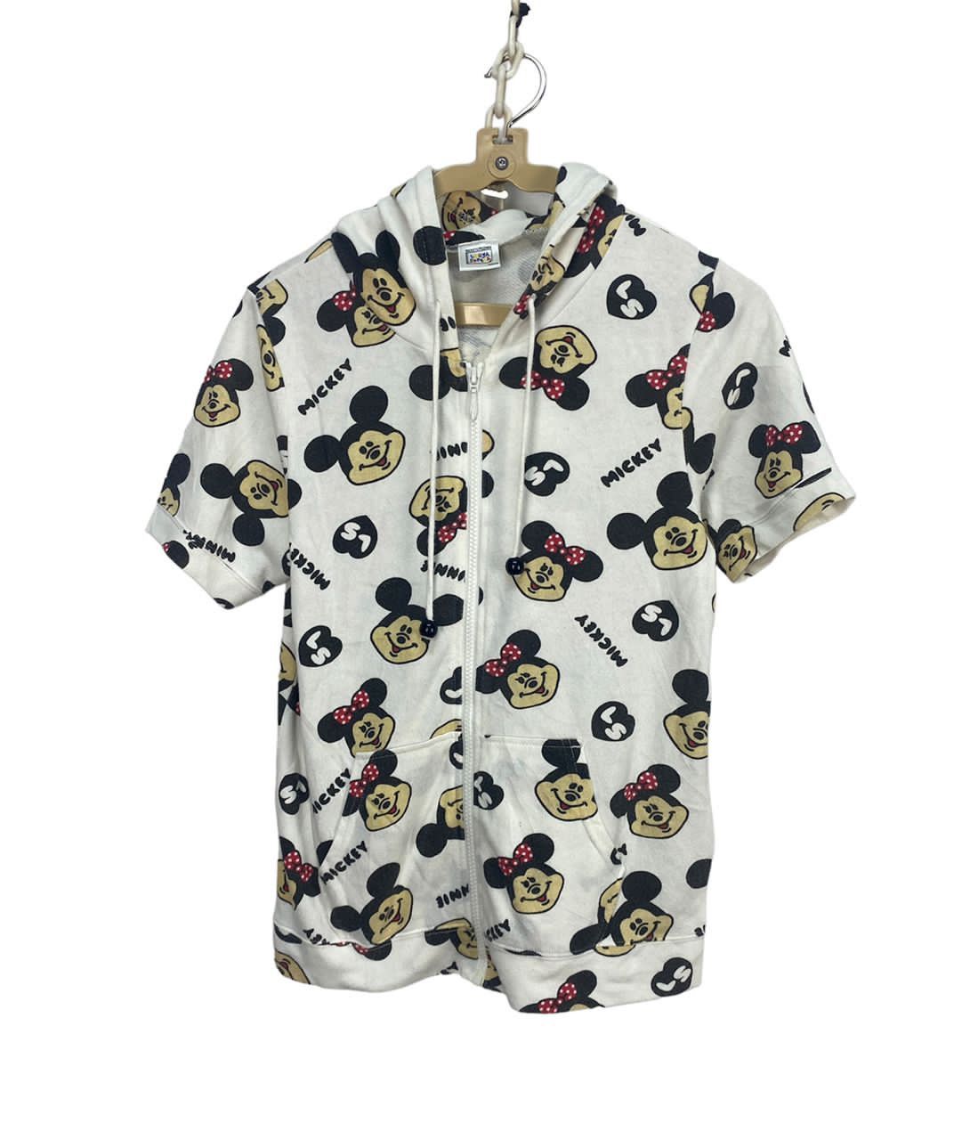 Vintage Mickey Mouse fullprint zipper hoodie shorts sleeve