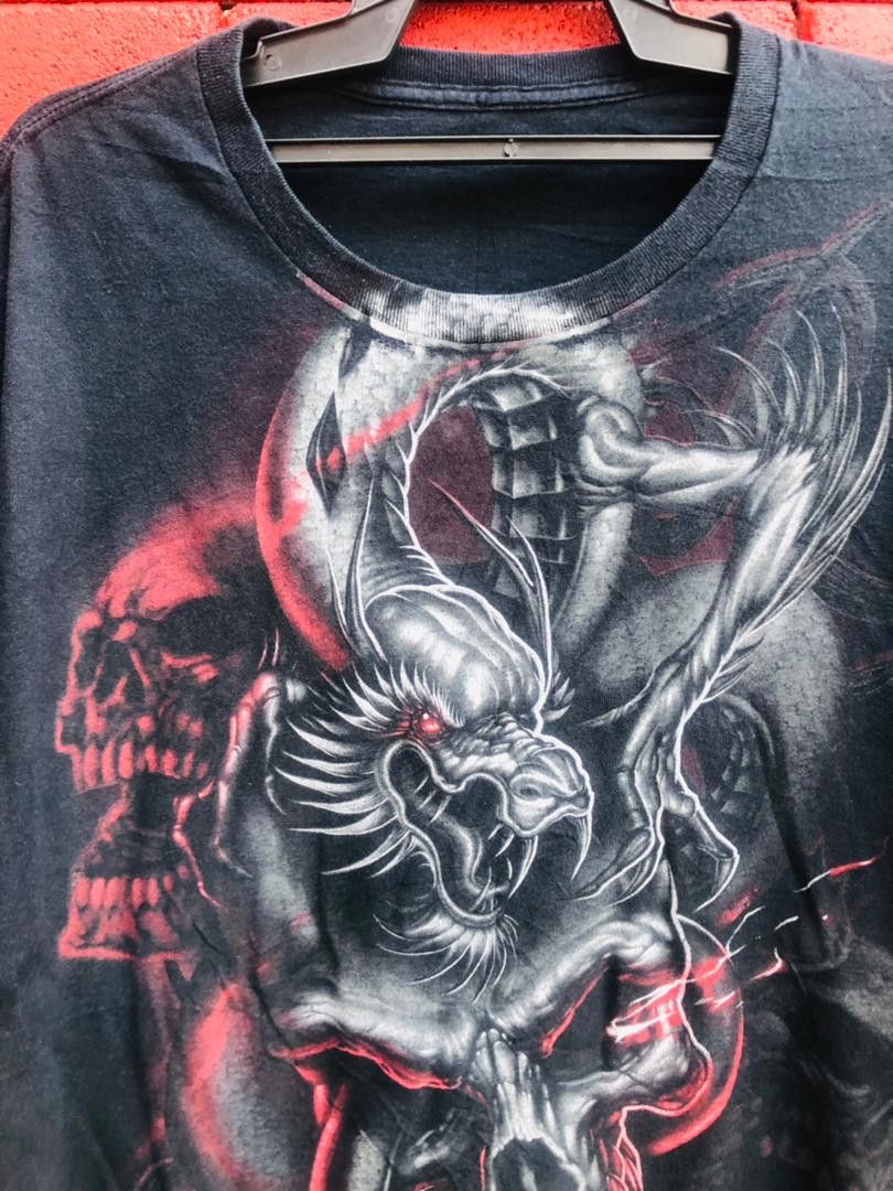 Japanese Brand × Vintage Vintage Dragon Fight the Skull Streetwear Fashion Style Size US XL / EU 56 / 4 - 3 Thumbnail