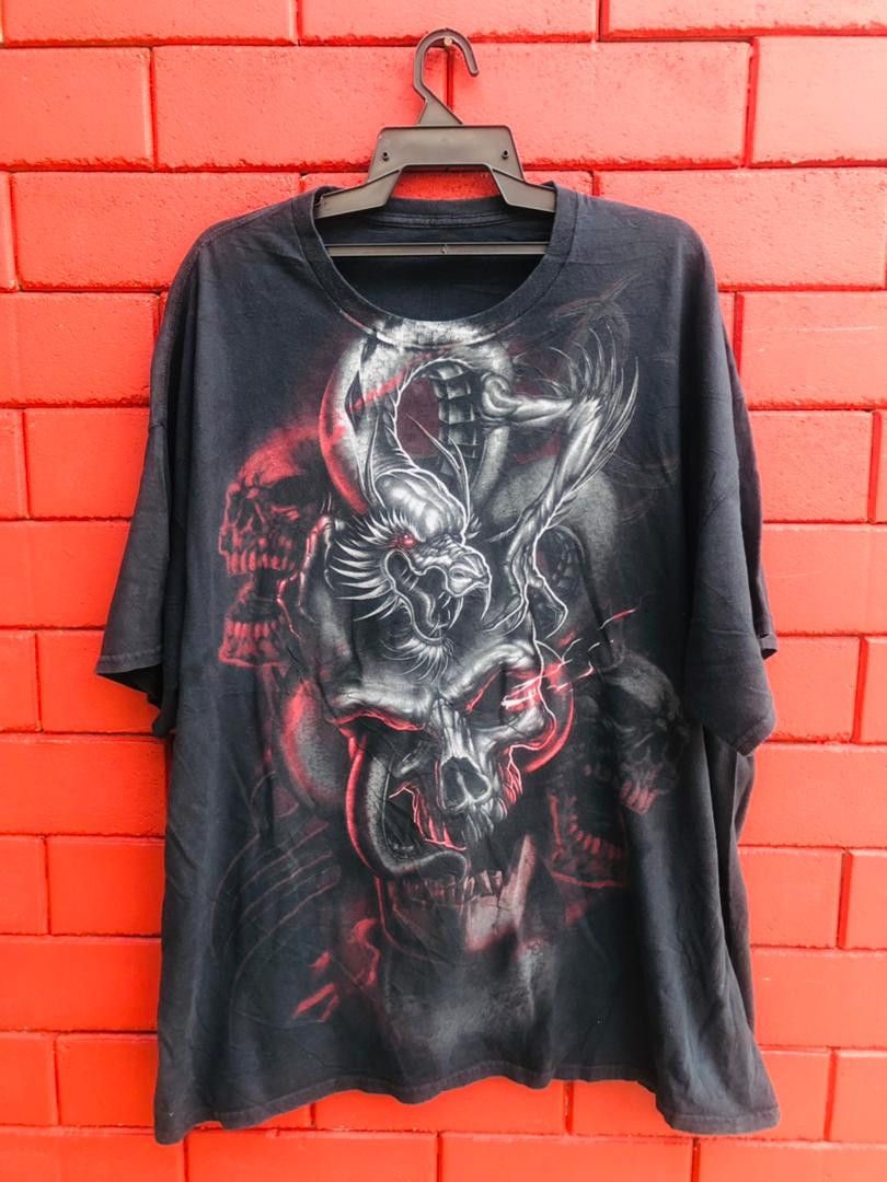 Japanese Brand × Vintage Vintage Dragon Fight the Skull Streetwear Fashion Style Size US XL / EU 56 / 4 - 1 Thumbnail
