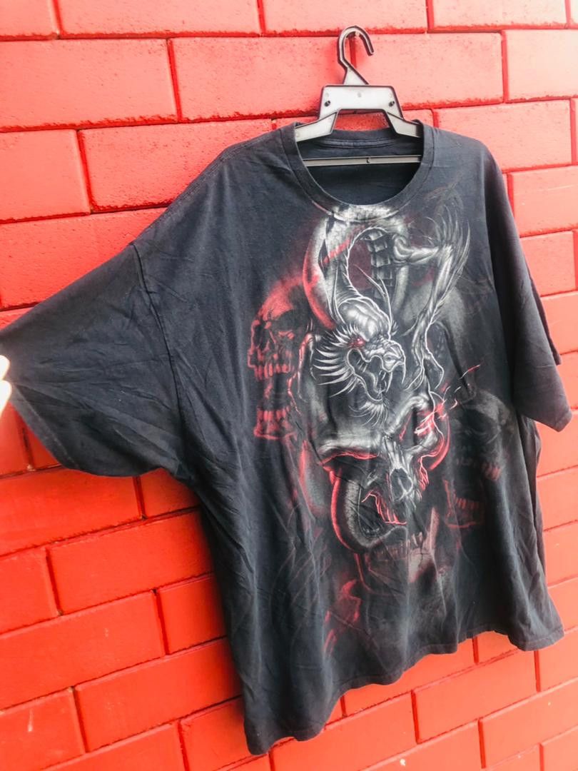 Japanese Brand × Vintage Vintage Dragon Fight the Skull Streetwear Fashion Style Size US XL / EU 56 / 4 - 5 Thumbnail