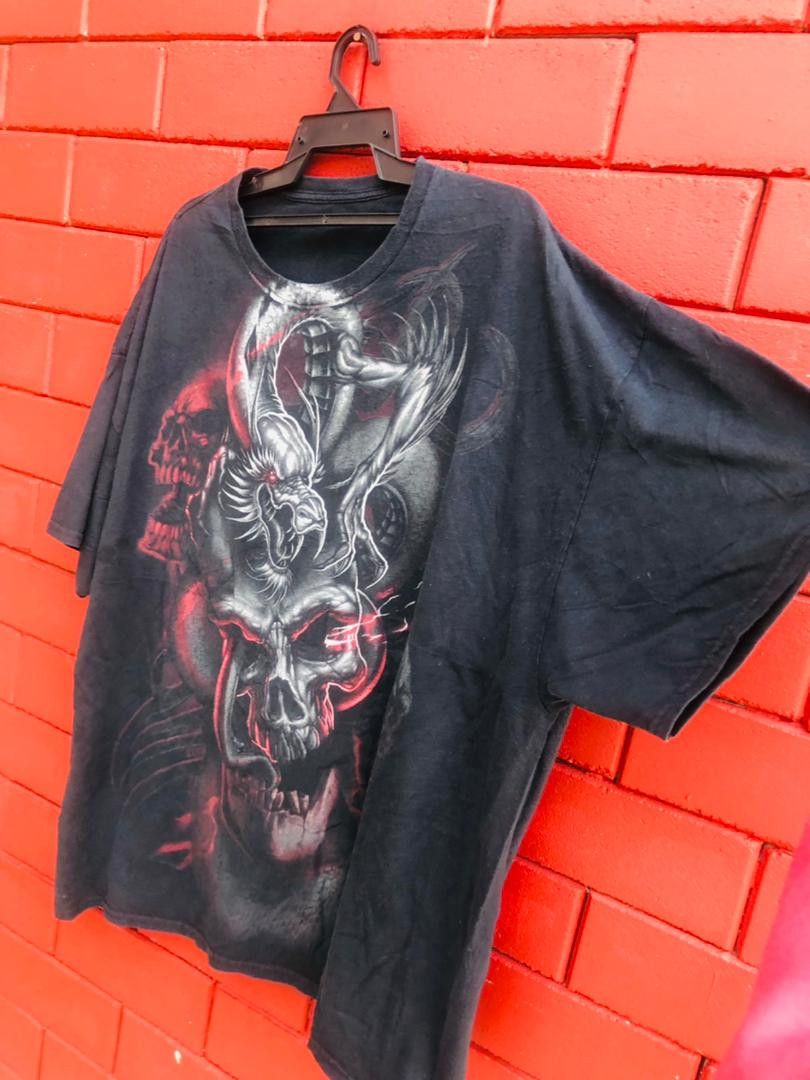 Japanese Brand × Vintage Vintage Dragon Fight the Skull Streetwear Fashion Style Size US XL / EU 56 / 4 - 6 Thumbnail