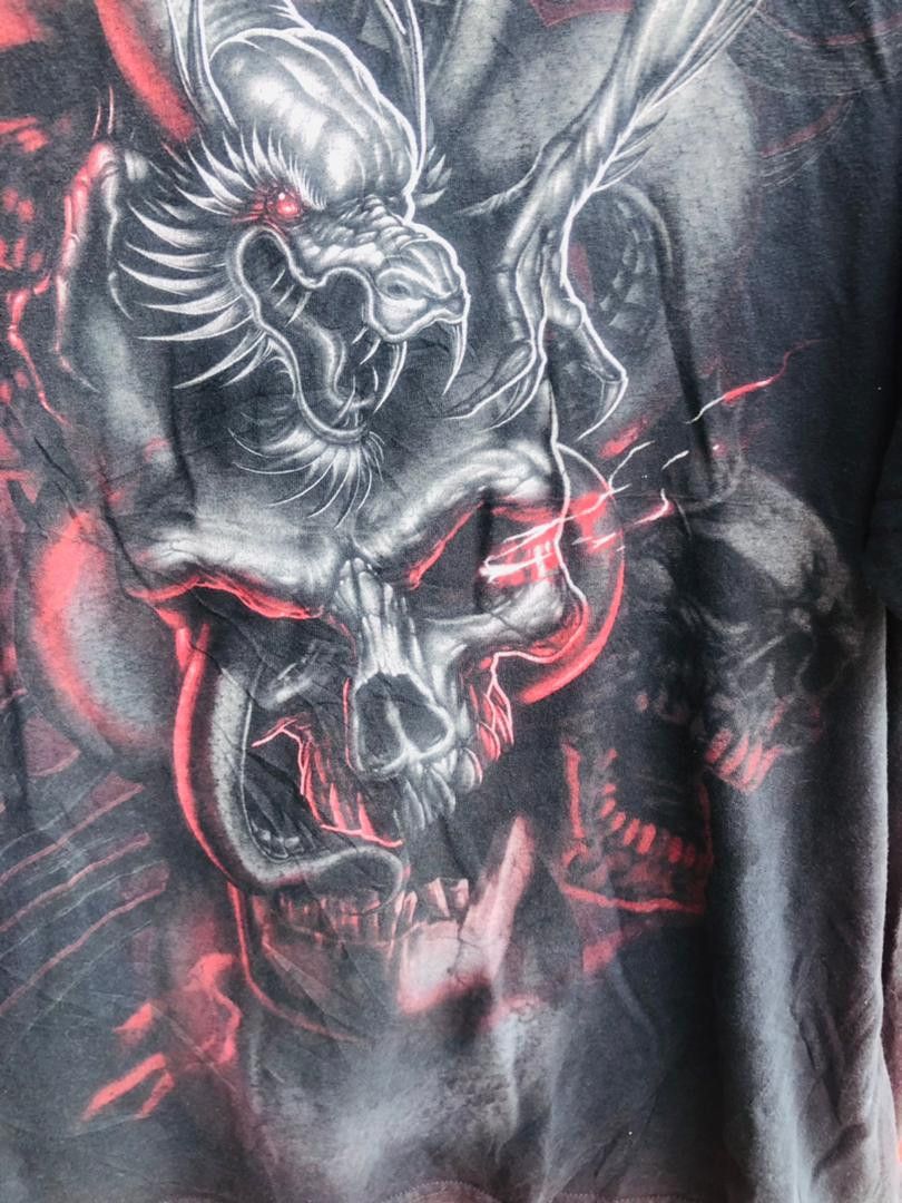 Japanese Brand × Vintage Vintage Dragon Fight the Skull Streetwear Fashion Style Size US XL / EU 56 / 4 - 4 Thumbnail