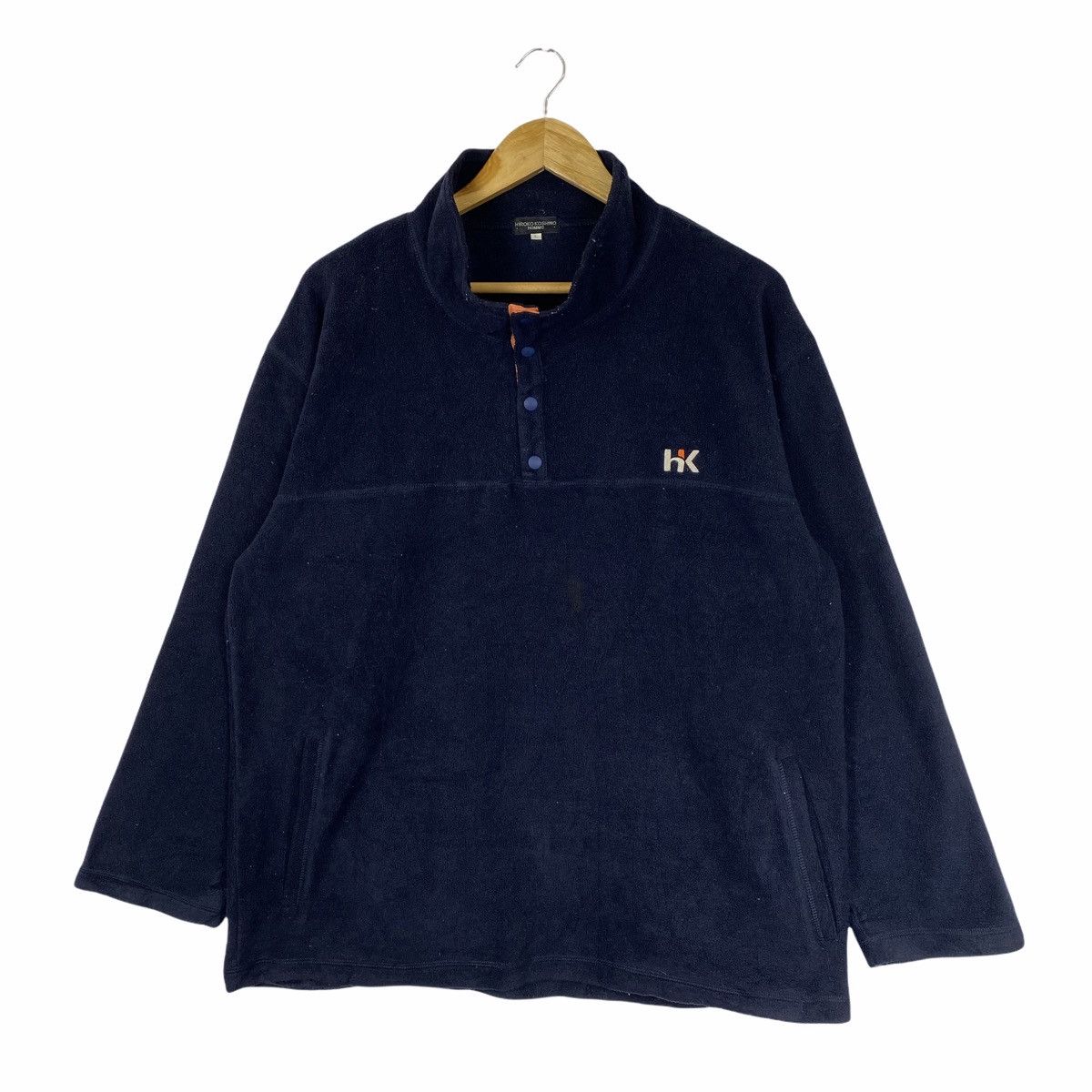 Hiroko Koshino Homme × Japanese Brand Vintage HIROKO KOSHINO Homme Fleece Half Button Long Sleeve Size US L / EU 52-54 / 3 - 3 Thumbnail