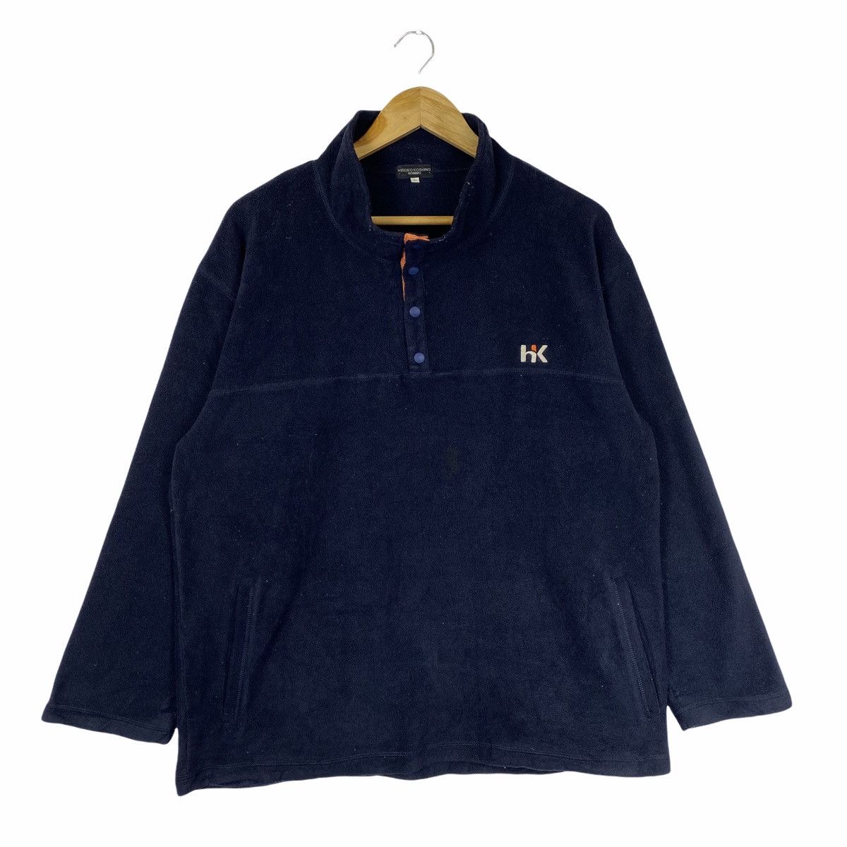 Hiroko Koshino Homme × Japanese Brand Vintage HIROKO KOSHINO Homme Fleece Half Button Long Sleeve Size US L / EU 52-54 / 3 - 1 Thumbnail