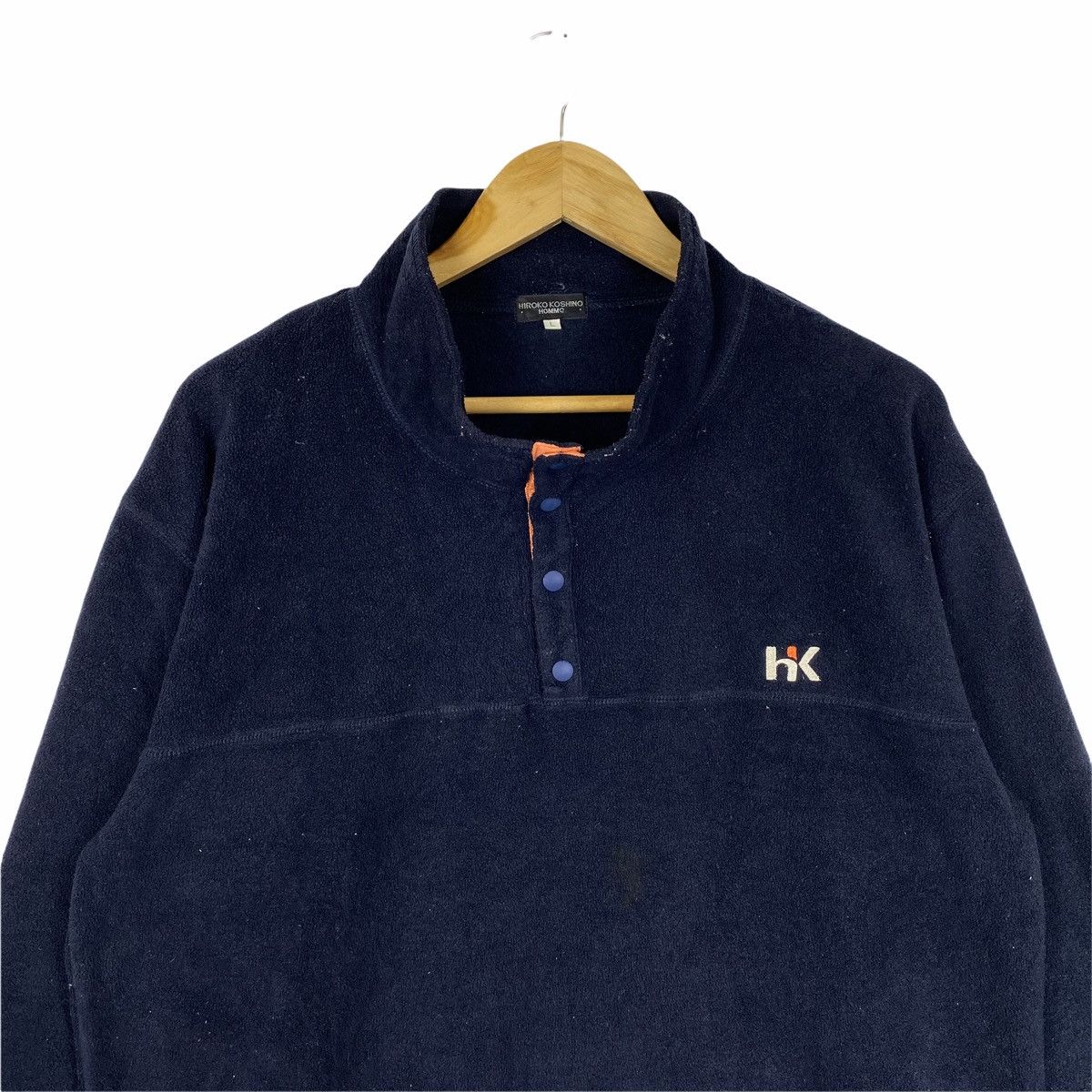 Hiroko Koshino Homme × Japanese Brand Vintage HIROKO KOSHINO Homme Fleece Half Button Long Sleeve Size US L / EU 52-54 / 3 - 4 Thumbnail