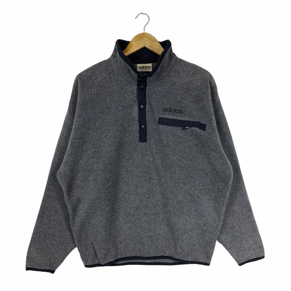 Adidas × Vintage Vintage ADIDAS ADVENTURE Small Logo Fleece Sweatshirt Jumper Size US L / EU 52-54 / 3 - 1 Thumbnail