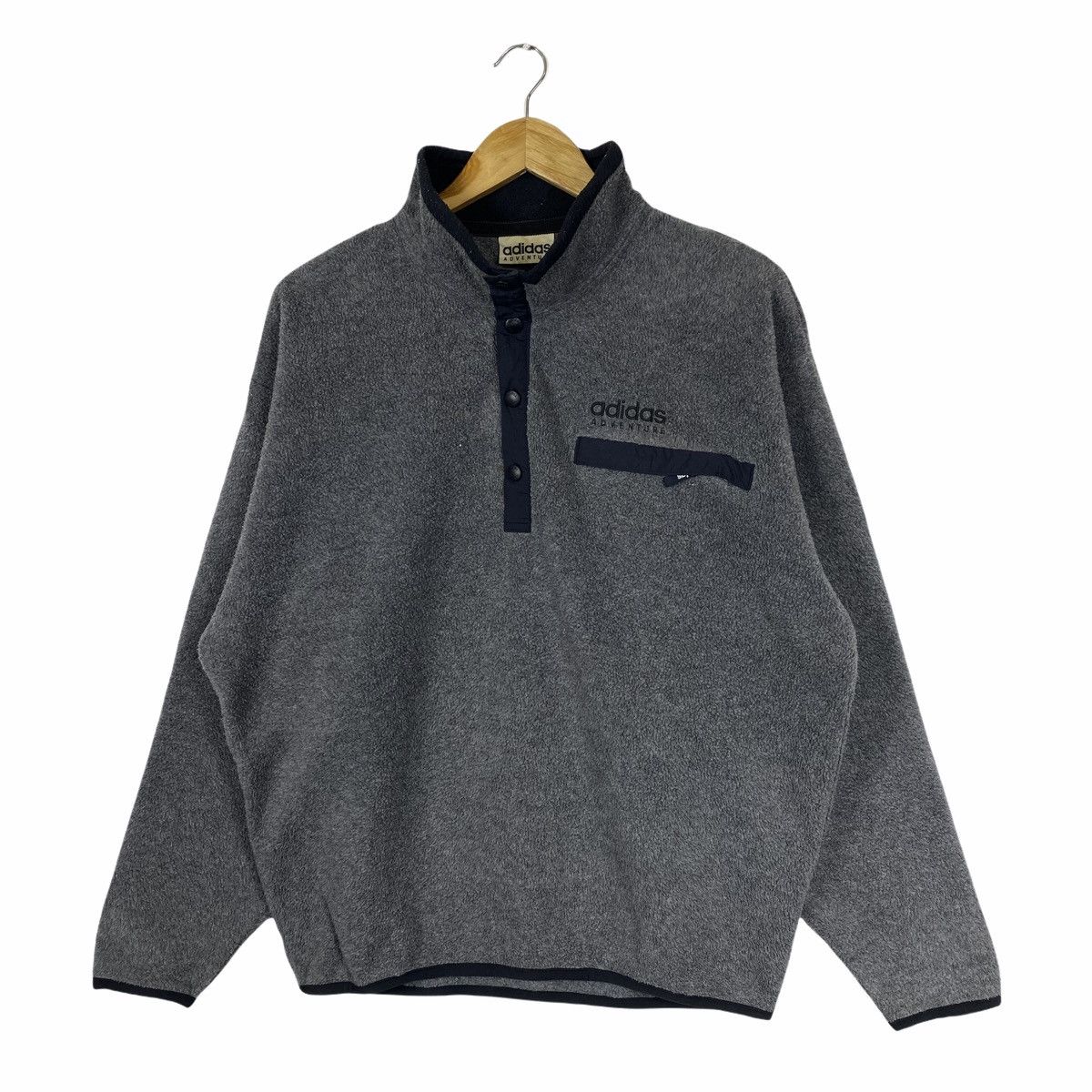 Adidas × Vintage Vintage ADIDAS ADVENTURE Small Logo Fleece Sweatshirt Jumper Size US L / EU 52-54 / 3 - 3 Thumbnail