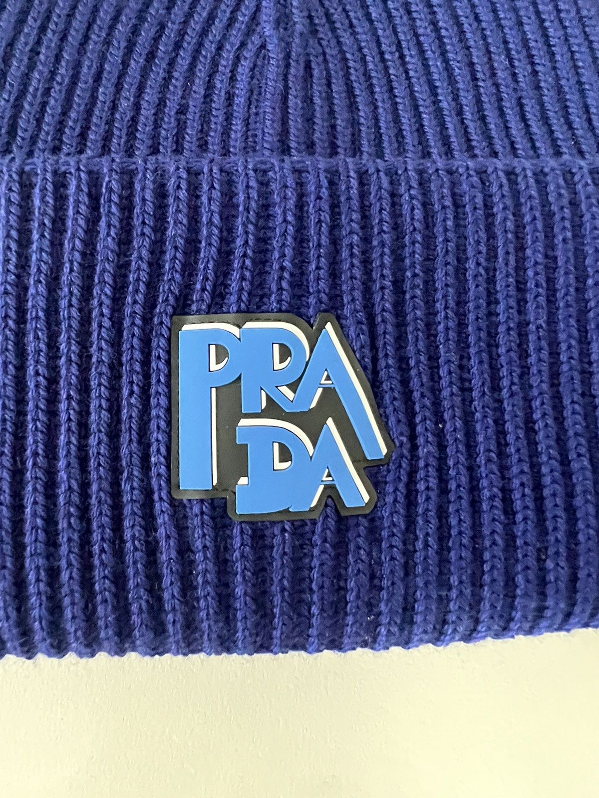 Prada Prada Logo Wool Mohair Beanie Hat Size ONE SIZE - 3 Thumbnail