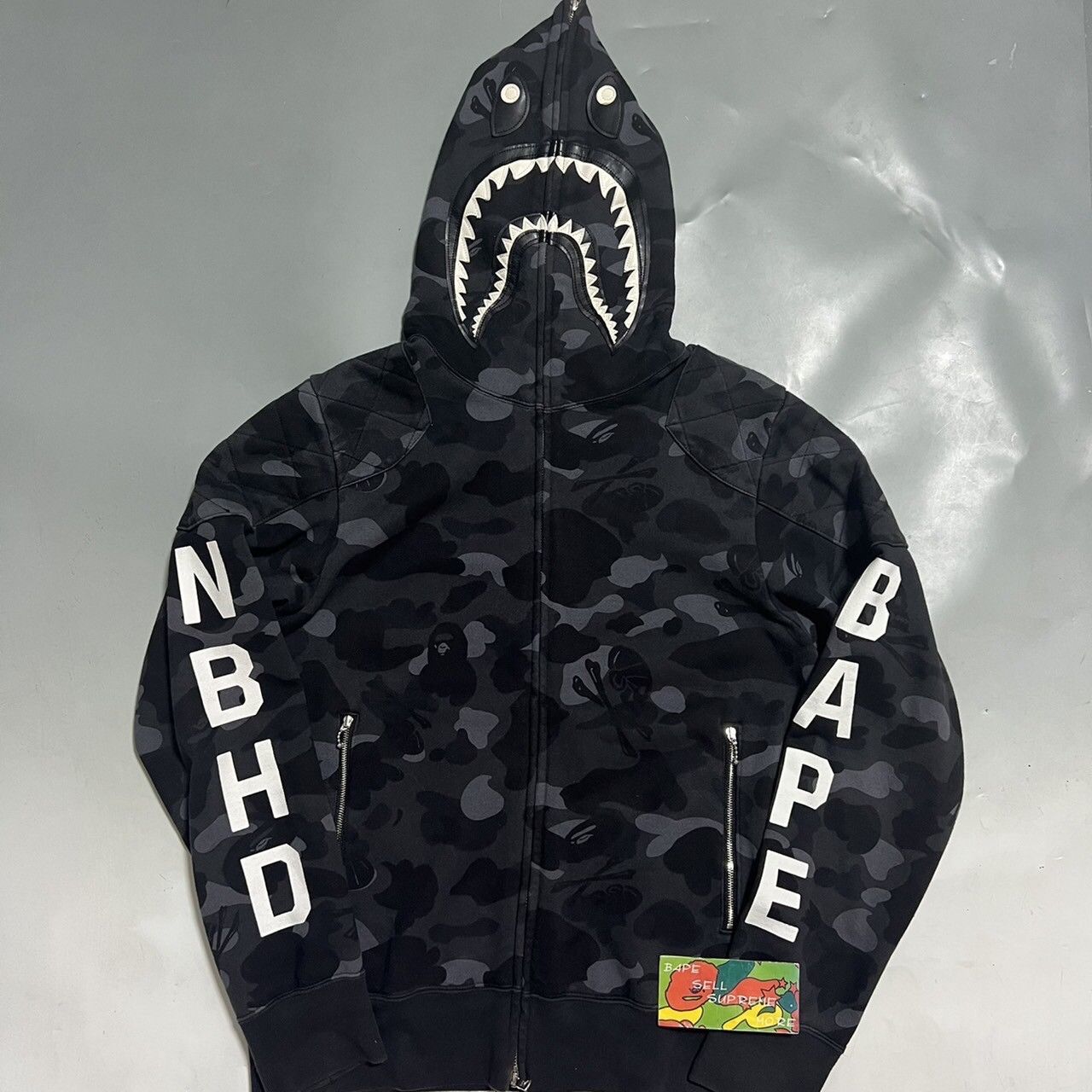 wholesale cheap price BAPE NEIGHBORHOOD shark full zip hoodie black camo |  www.fcbsudan.com