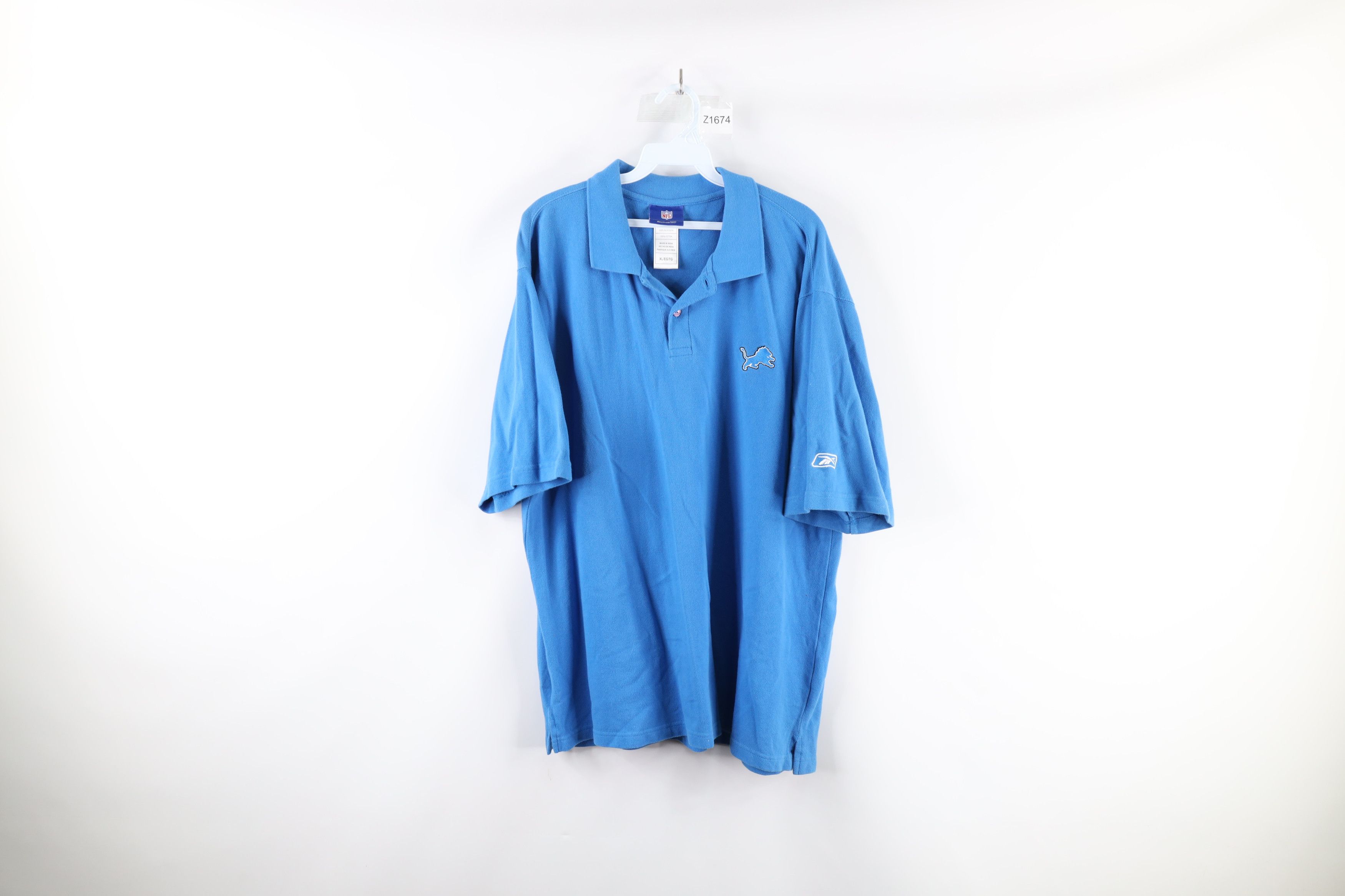 Reebok × Vintage Vintage Reebok Detroit Lions Football Polo Shirt Blue Size US XL / EU 56 / 4 - 1 Thumbnail