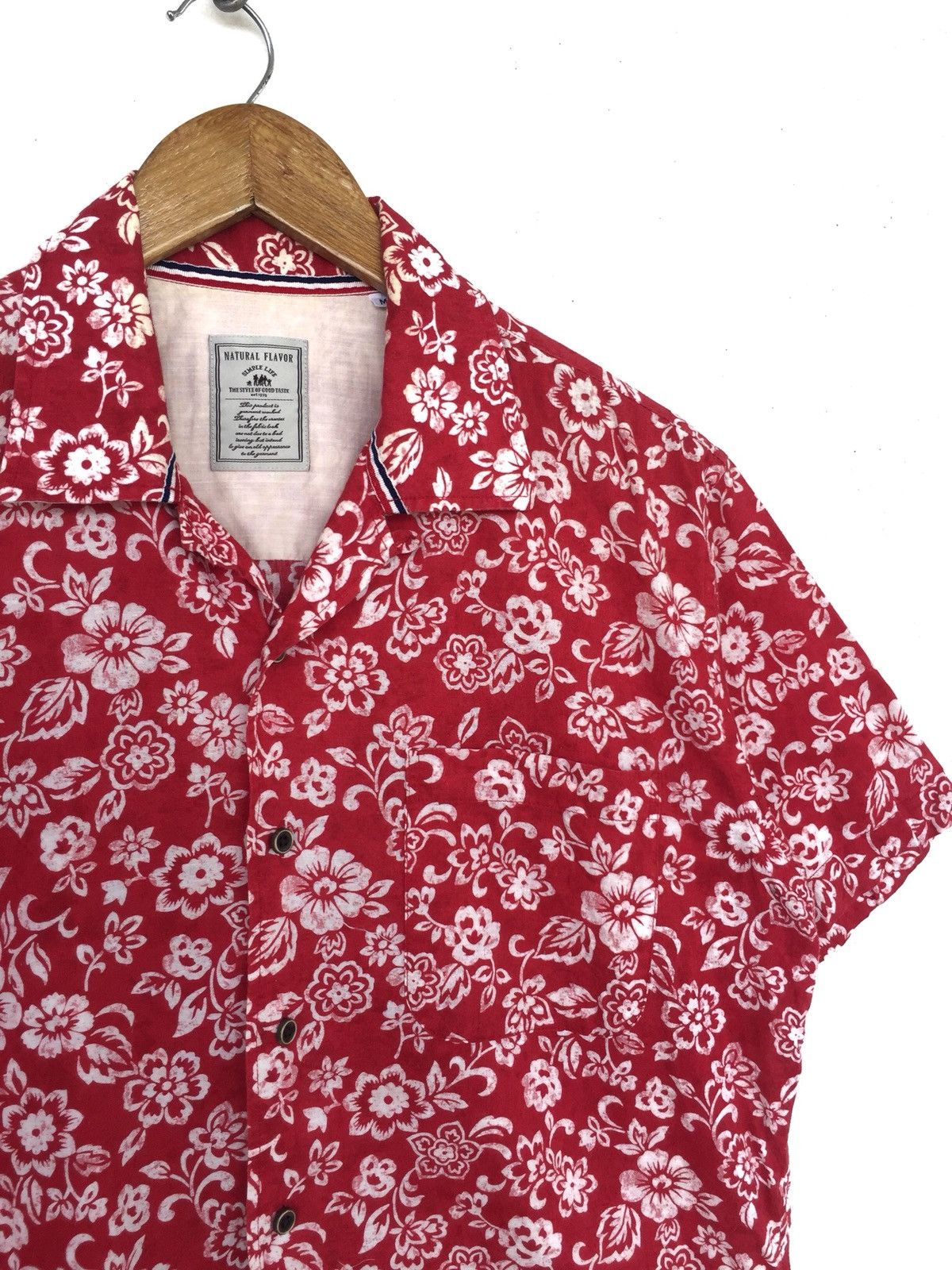 Other Simple Life Japan Red Floral Motive Hawaiian Shirt Size US M / EU 48-50 / 2 - 2 Thumbnail