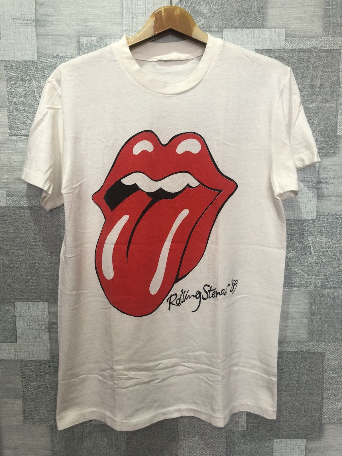 image of Band Tees x Rock Band 89 Rolling Stones Steel Wheels in White, Men's (Size Large)