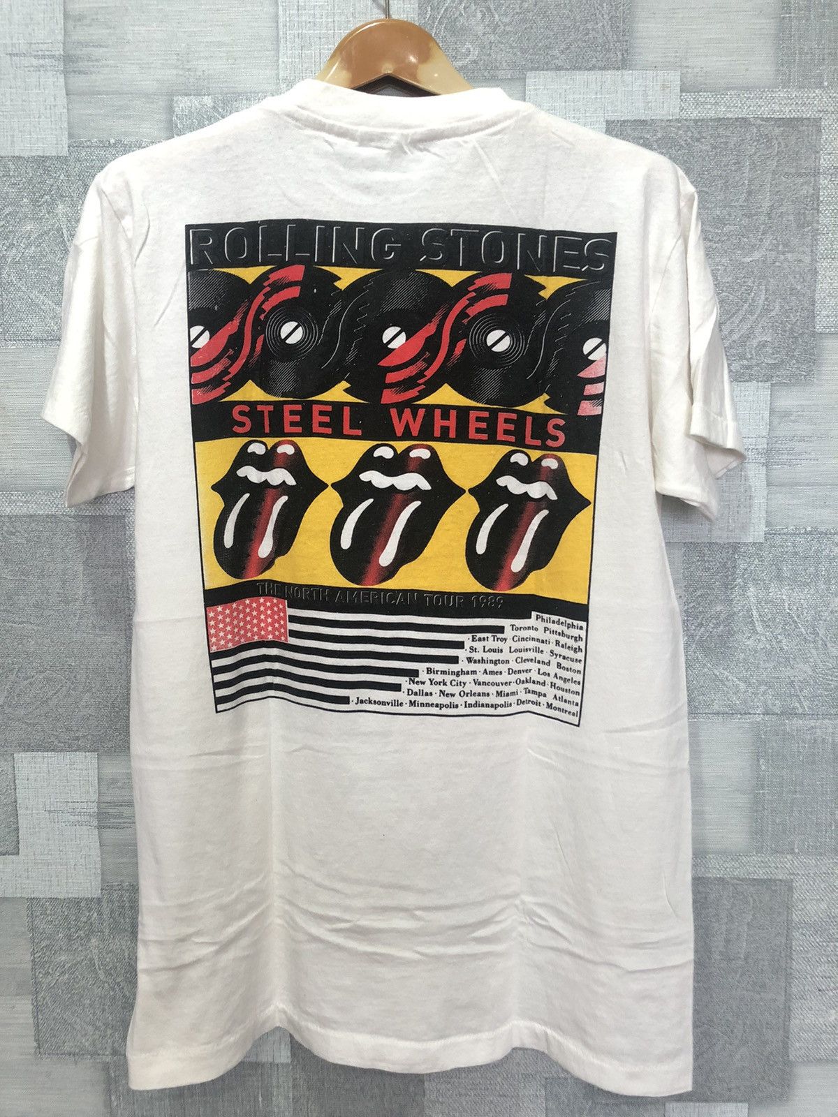 Band Tees × Vintage 89 Rolling Stones steel wheels Size US L / EU 52-54 / 3 - 3 Thumbnail