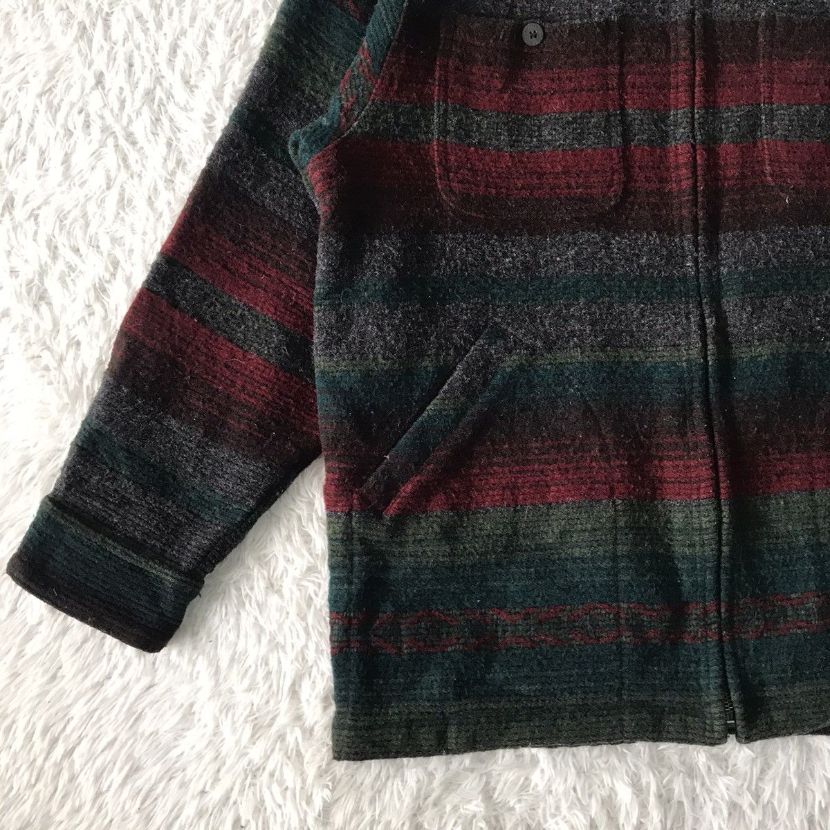 Vintage Vtg Woolrich Stripes Wool Jacket Made in Usa Size US L / EU 52-54 / 3 - 3 Thumbnail