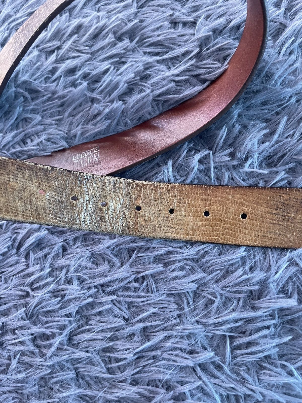 Cowboy Equipment × Vintage Le Quattro Stagioni 90s vtg snake print real leather belt Size 34 - 5 Thumbnail