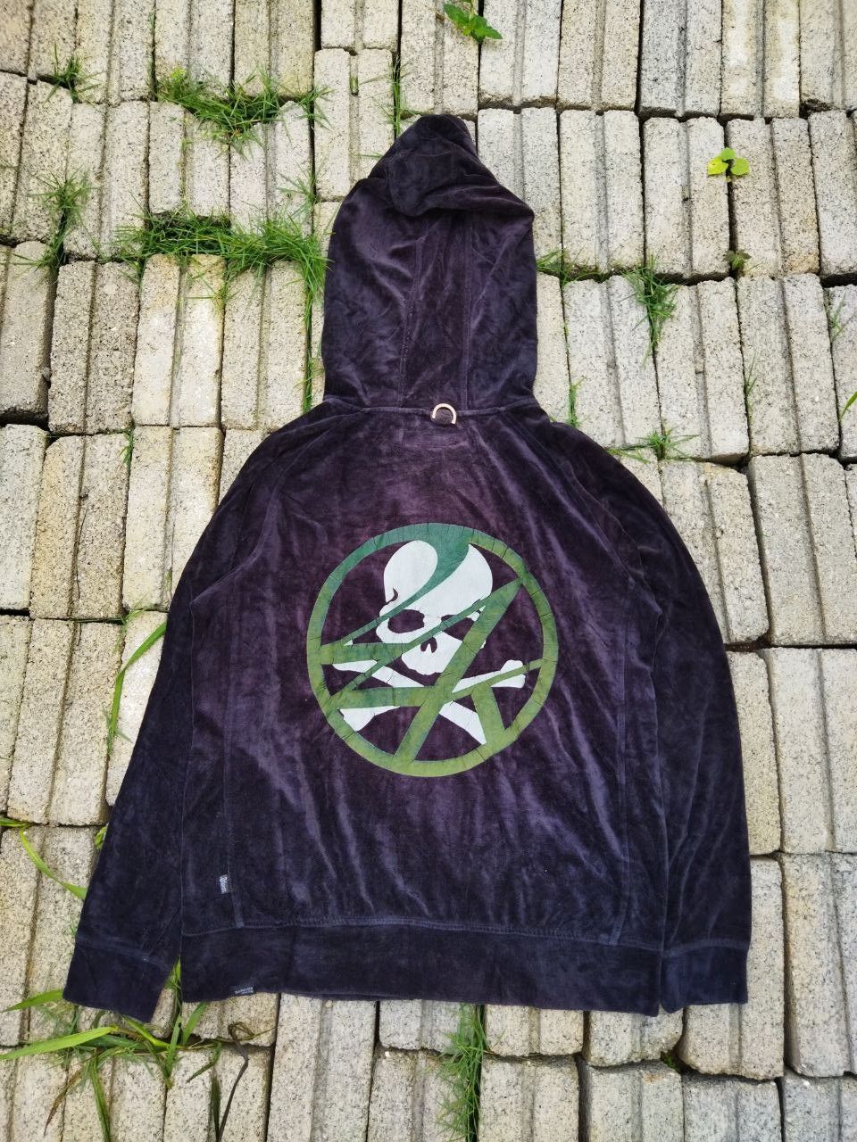 image of 24 Karats X Mastermind Velvet Hoodie in Black, Men's (Size Medium)