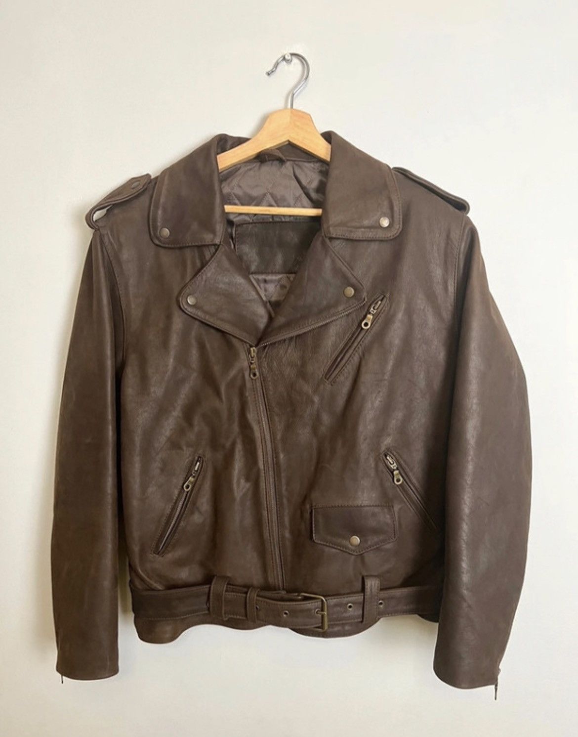 Genuine Leather Rare 90s Biker Real Genuine Leather Metal Jacket Rock Size US S / EU 44-46 / 1 - 1 Thumbnail